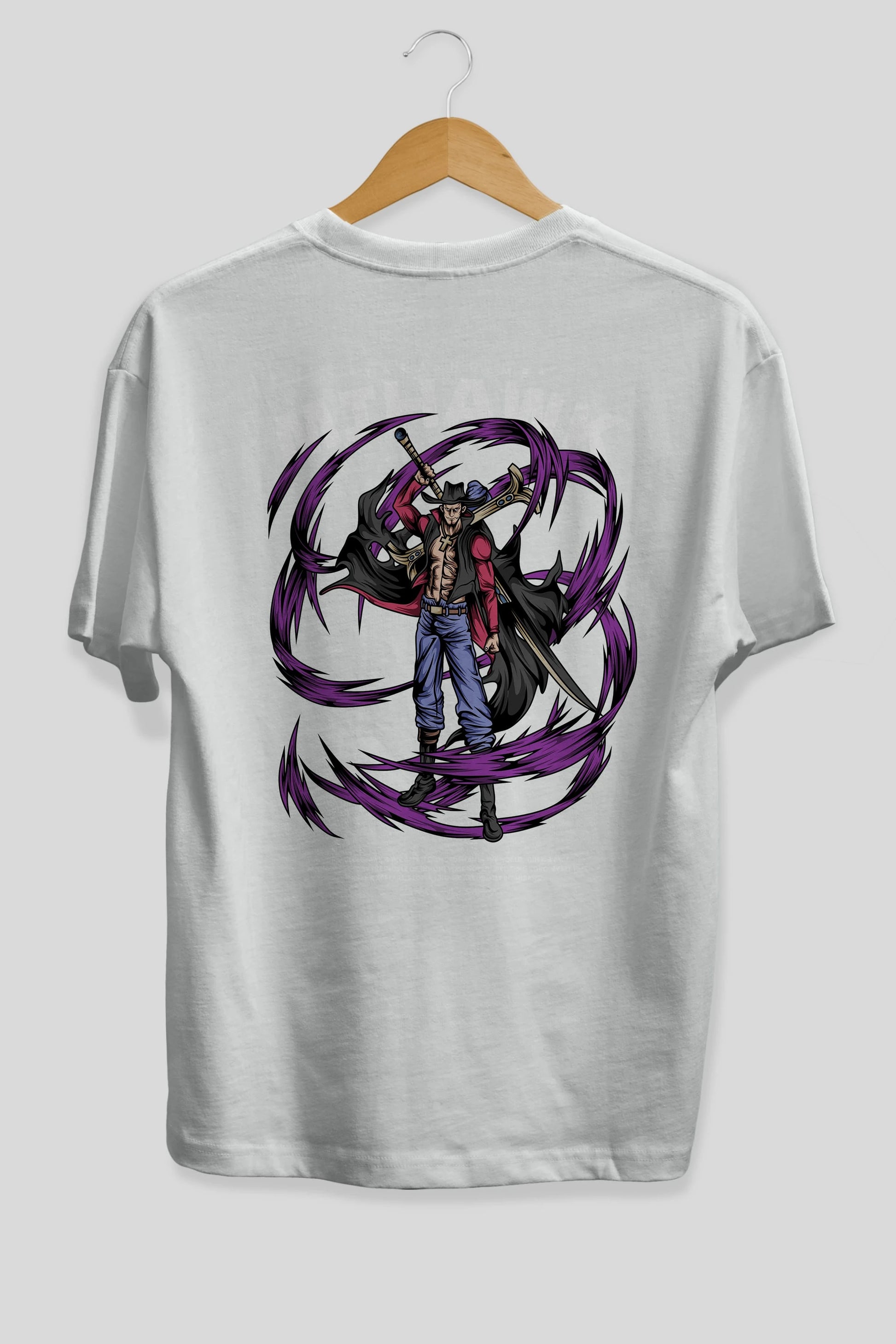 Mihawk Anime Arka Baskılı Oversize t-shirt Erkek Kadın Unisex
