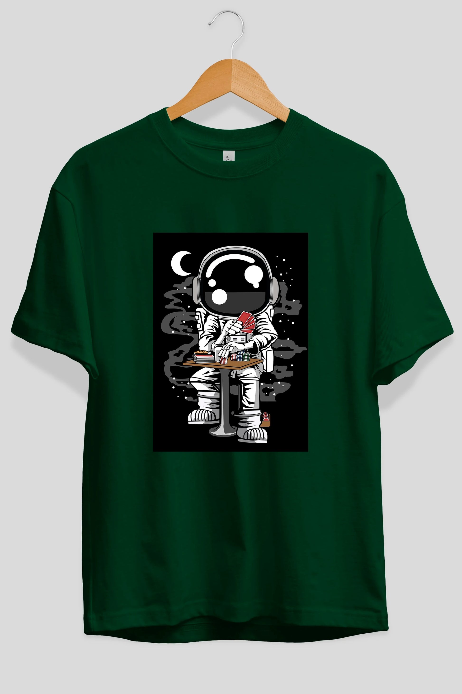 Astronaut Gambler Ön Baskılı Oversize t-shirt Erkek Kadın Unisex