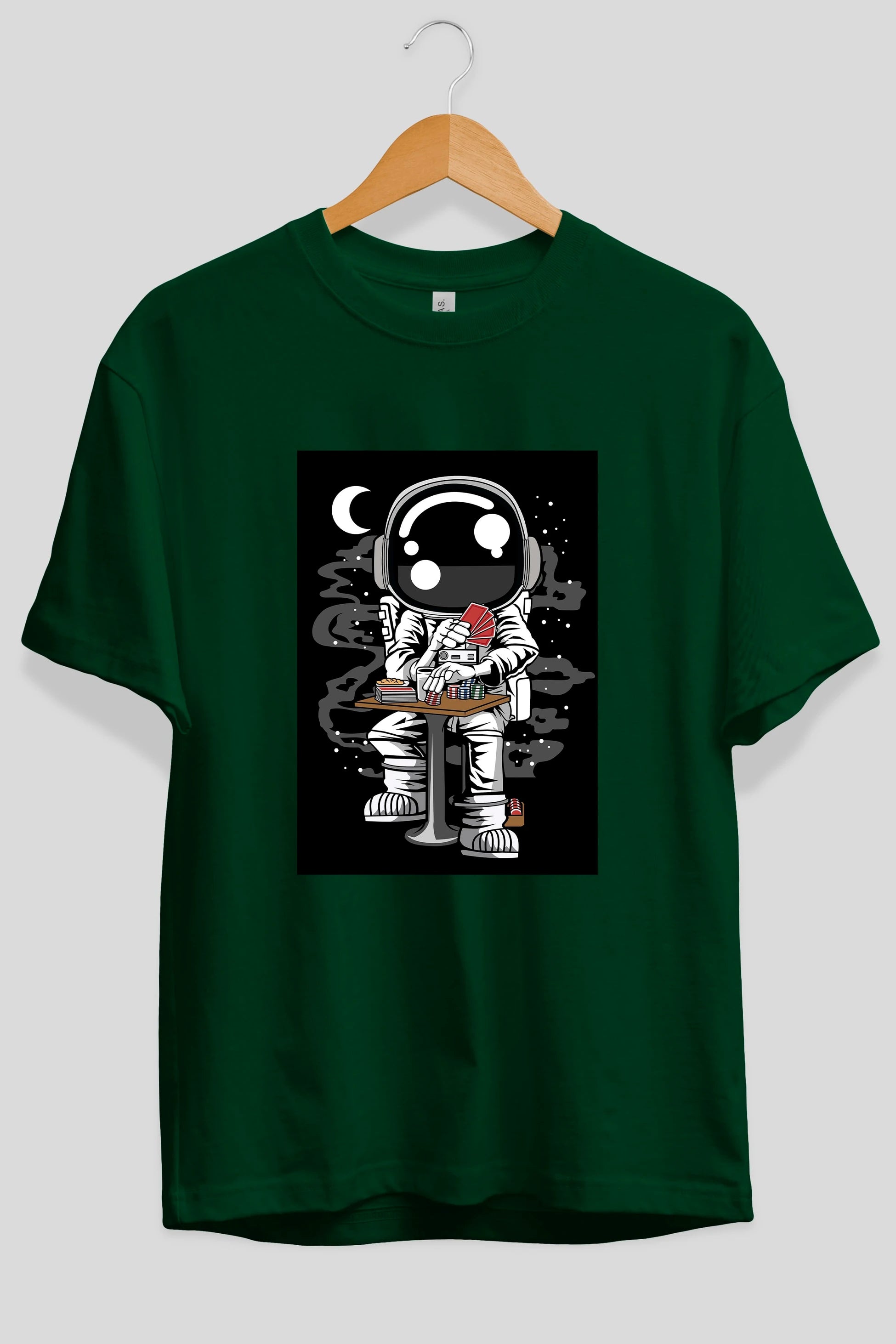 Astronaut Gambler Ön Baskılı Oversize t-shirt Erkek Kadın Unisex