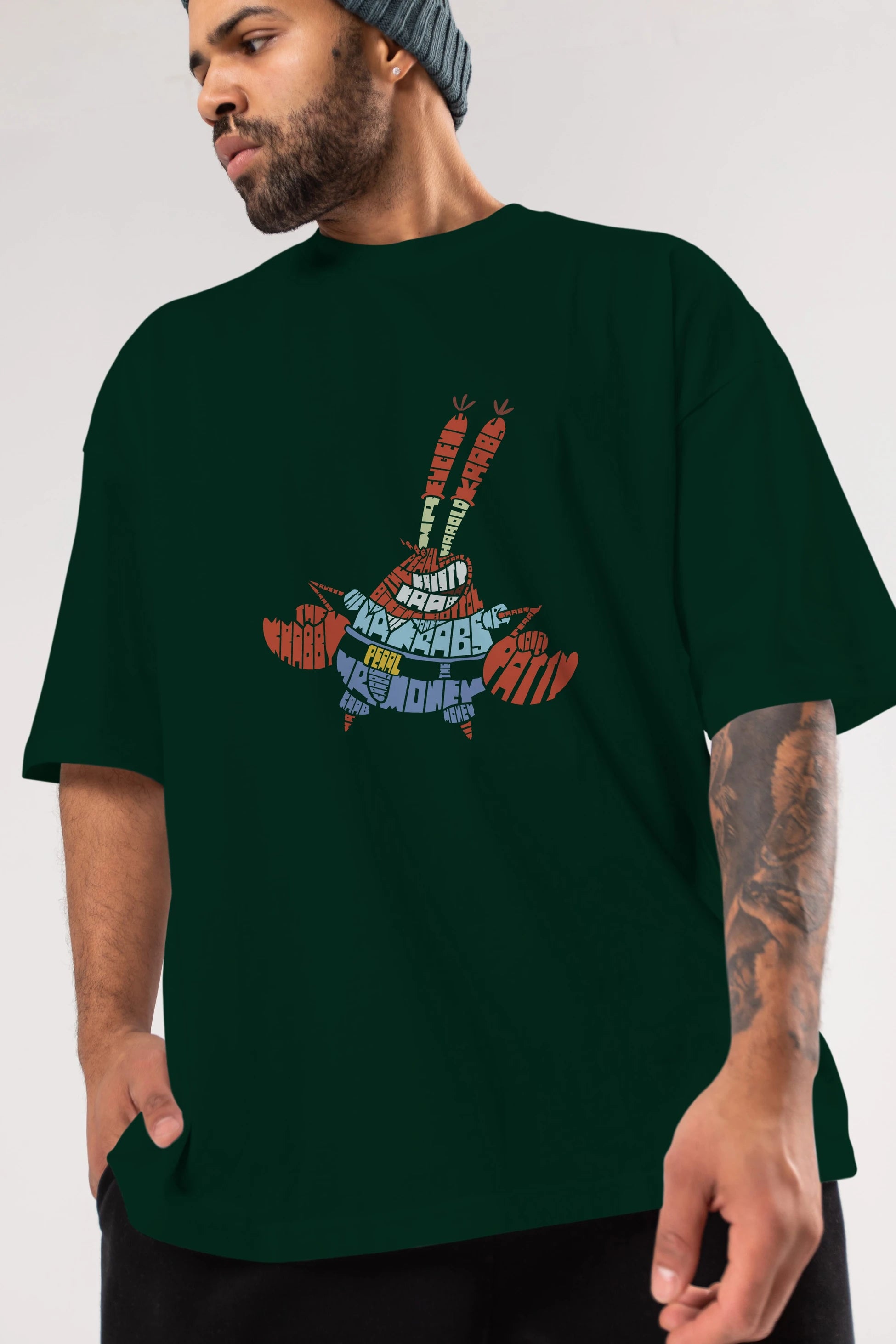 Mr Krabs Ön Baskılı Oversize t-shirt %100 pamuk Erkek Kadın Unisex