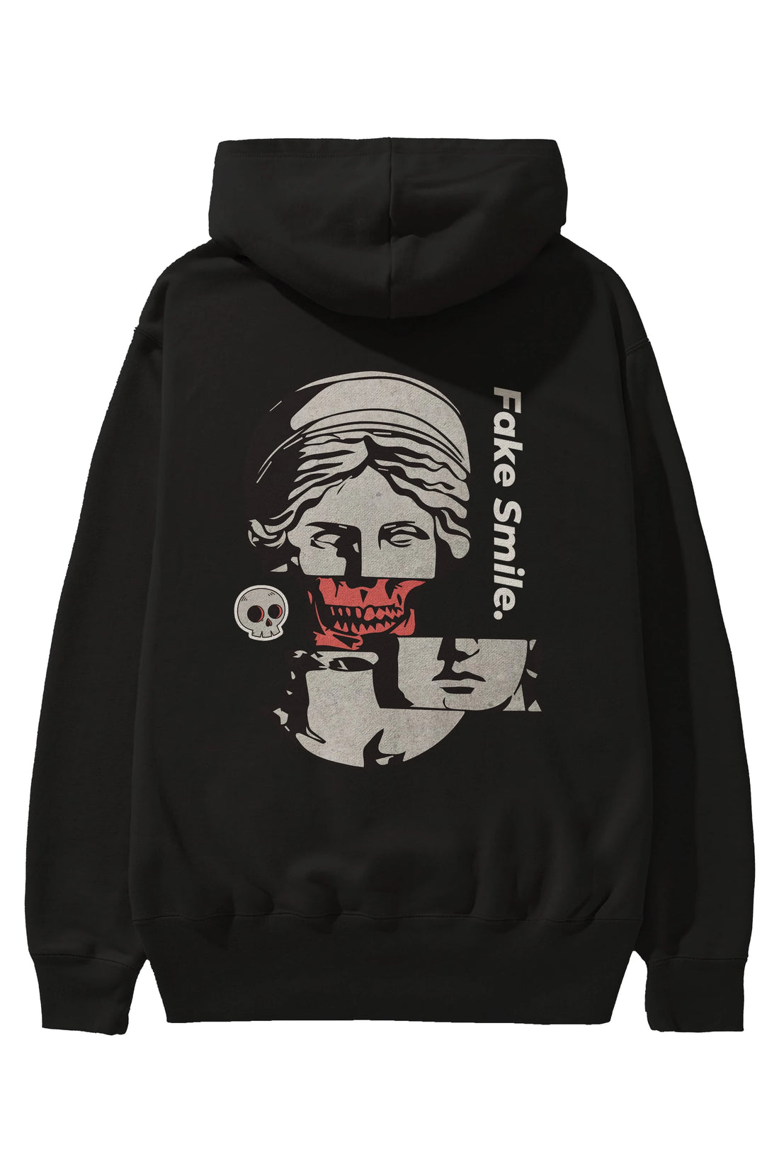 Fake Smile Yazılı Arka Baskılı Oversize Hoodie Kapüşonlu Sweatshirt Erkek Kadın Unisex