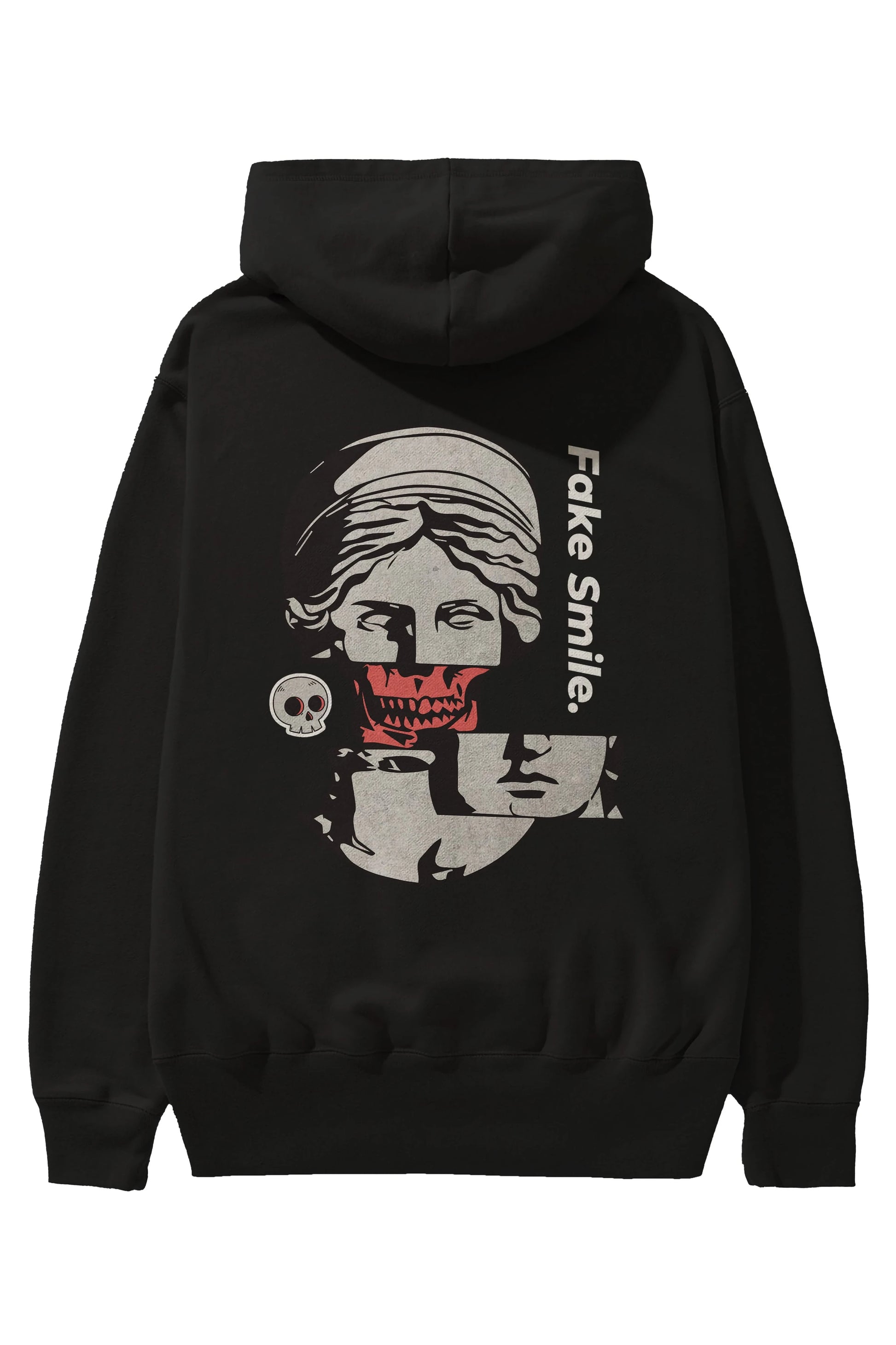 Fake Smile Yazılı Arka Baskılı Oversize Hoodie Kapüşonlu Sweatshirt Erkek Kadın Unisex