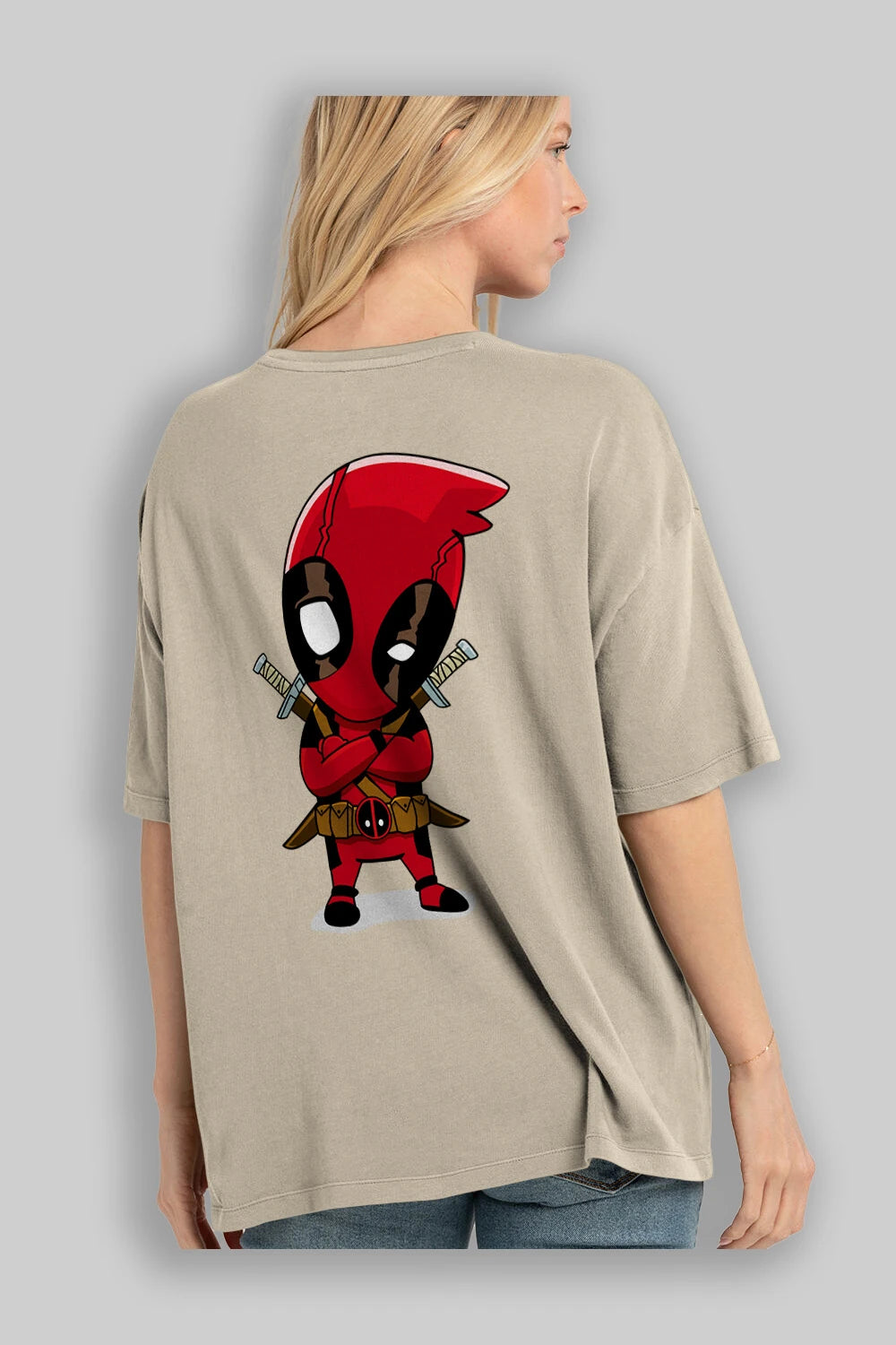 Deadpool (19) Arka Baskılı Oversize t-shirt Erkek Kadın Unisex %100 Pamuk Bisiklet Yaka tişort