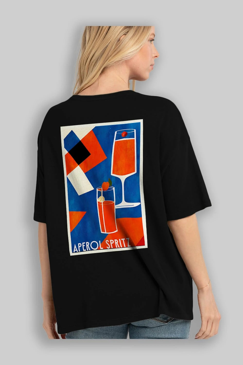 Aperol Spritz 4 Arka Baskılı Oversize t-shirt Erkek Kadın Unisex %100 Pamuk Bisiklet Yaka tişort
