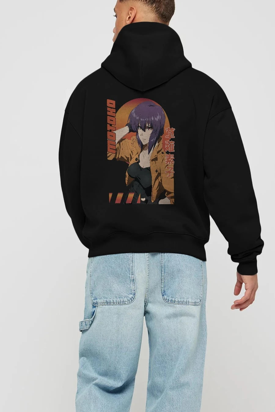 Motoko Kusanagi 9 Anime Arka Baskılı Hoodie Oversize Kapüşonlu Sweatshirt Erkek Kadın Unisex