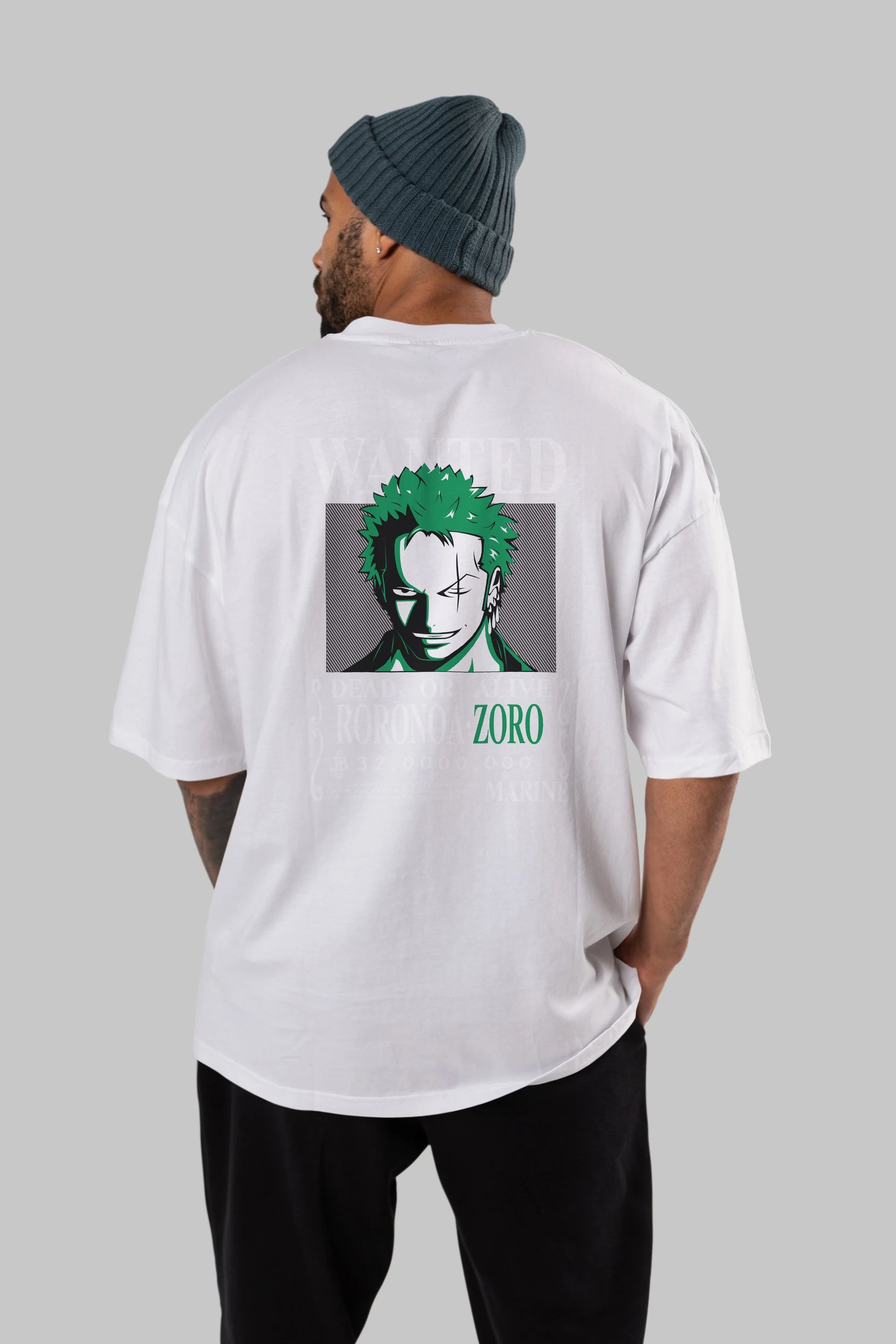 Roronoa Zoro Anime Arka Baskılı Oversize t-shirt Erkek Kadın Unisex %100 pamuk tişort