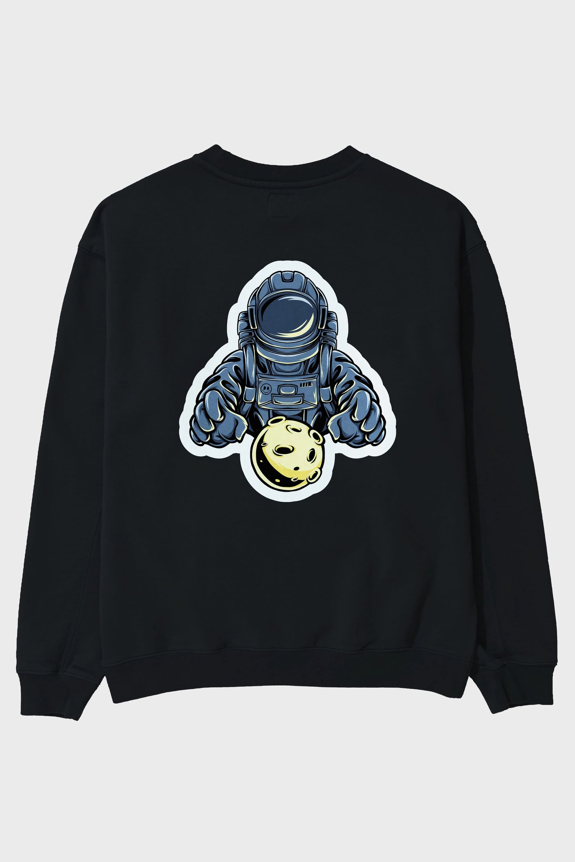 Astromoon sticker Arka Baskılı Oversize Sweatshirt Erkek Kadın Unisex