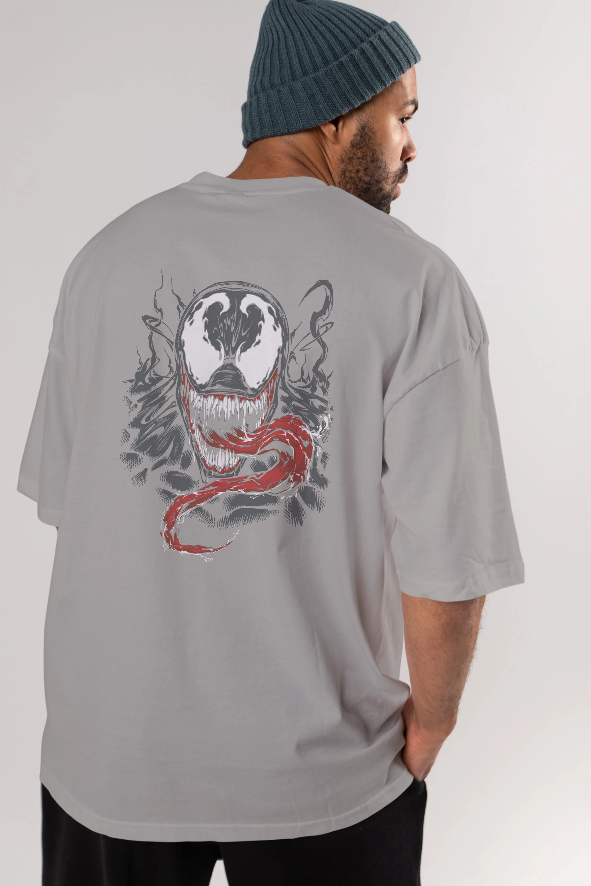 Venom (18) Arka Baskılı Oversize t-shirt Erkek Kadın Unisex %100 Pamuk Bisiklet Yaka tişort