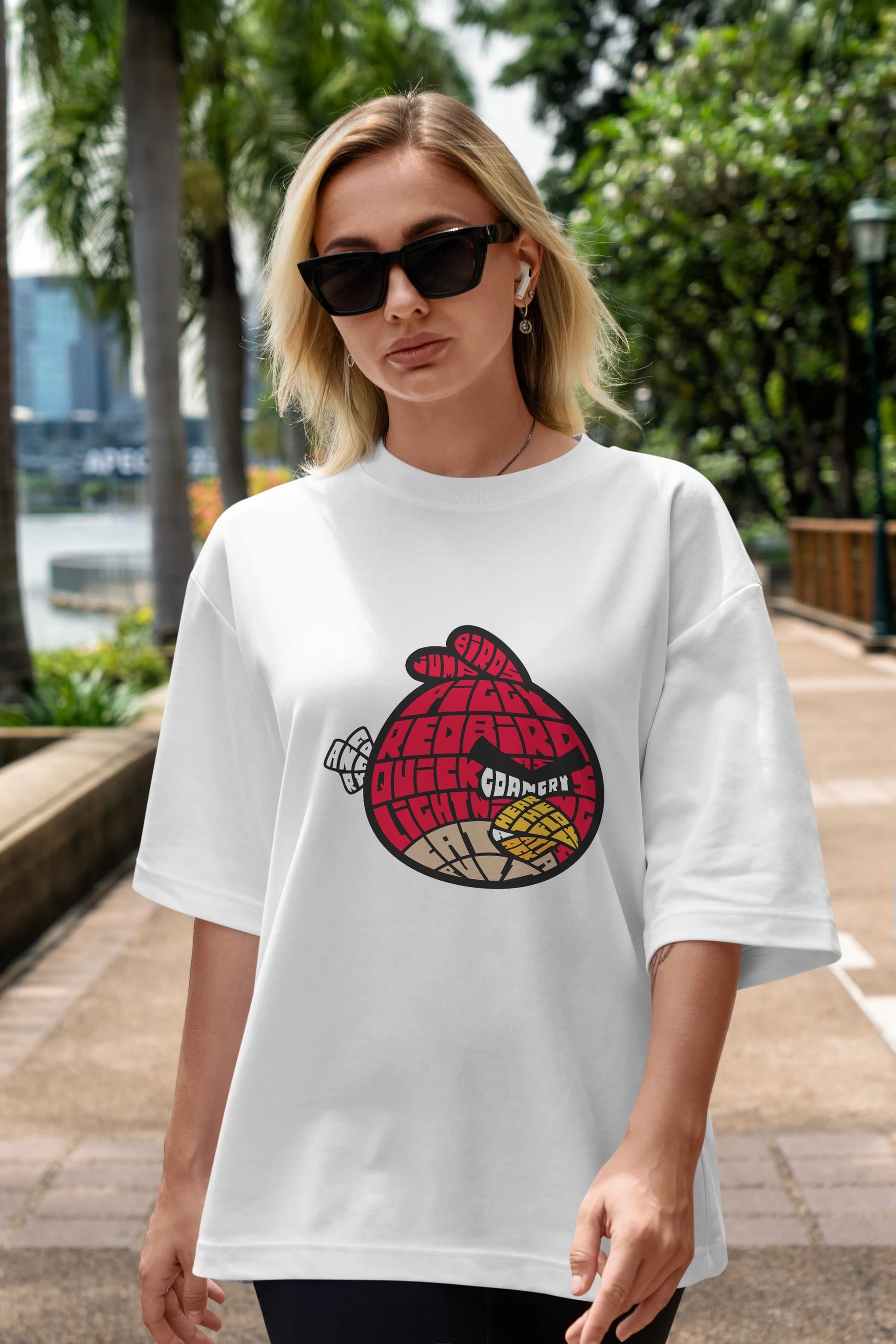 Bird With Anger Ön Baskılı Oversize t-shirt %100 pamuk Erkek Kadın Unisex