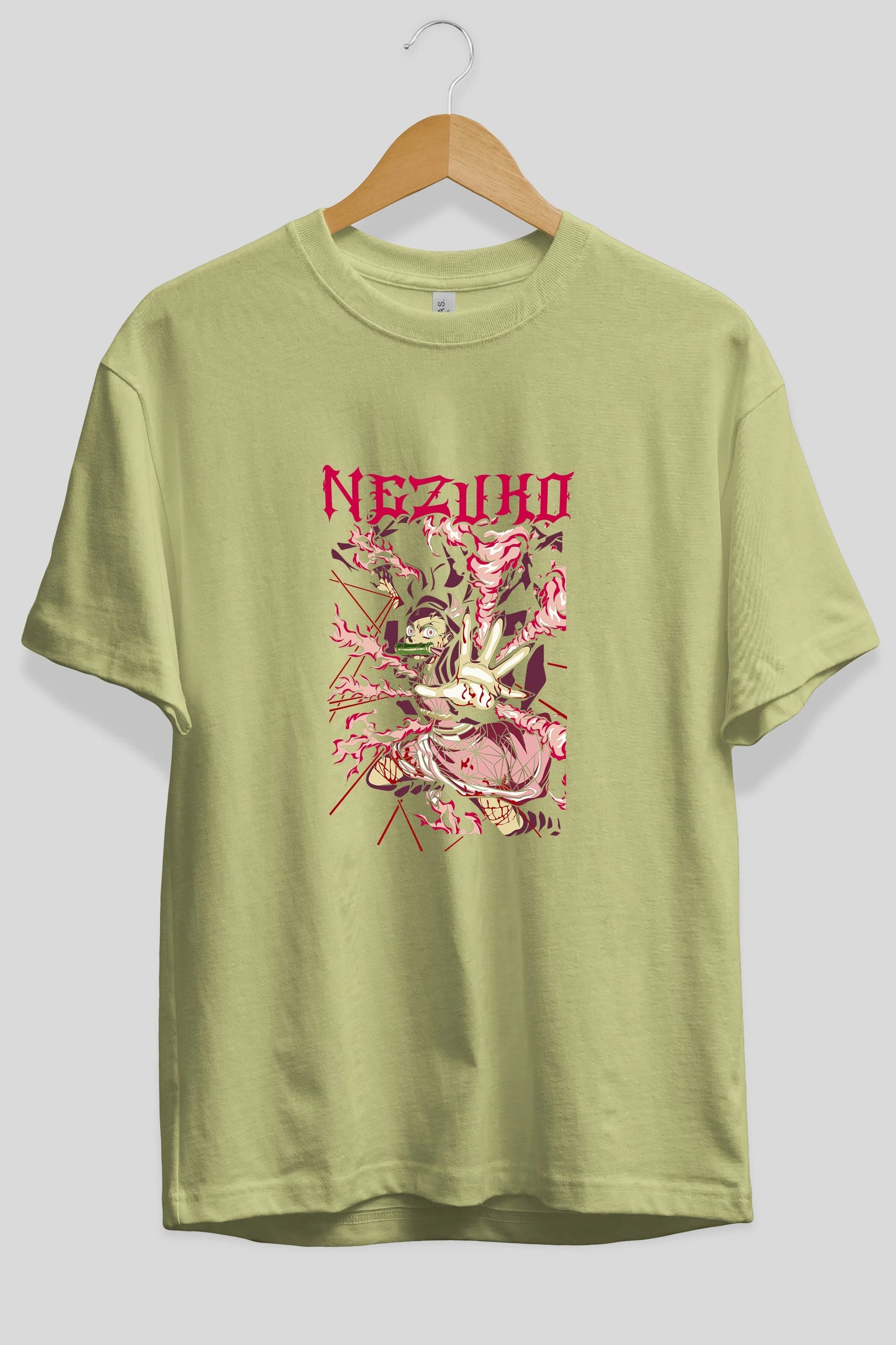 NEZUKO KAMADO Anime Ön Baskılı Oversize t-shirt %100 pamuk Erkek Kadın Unisex