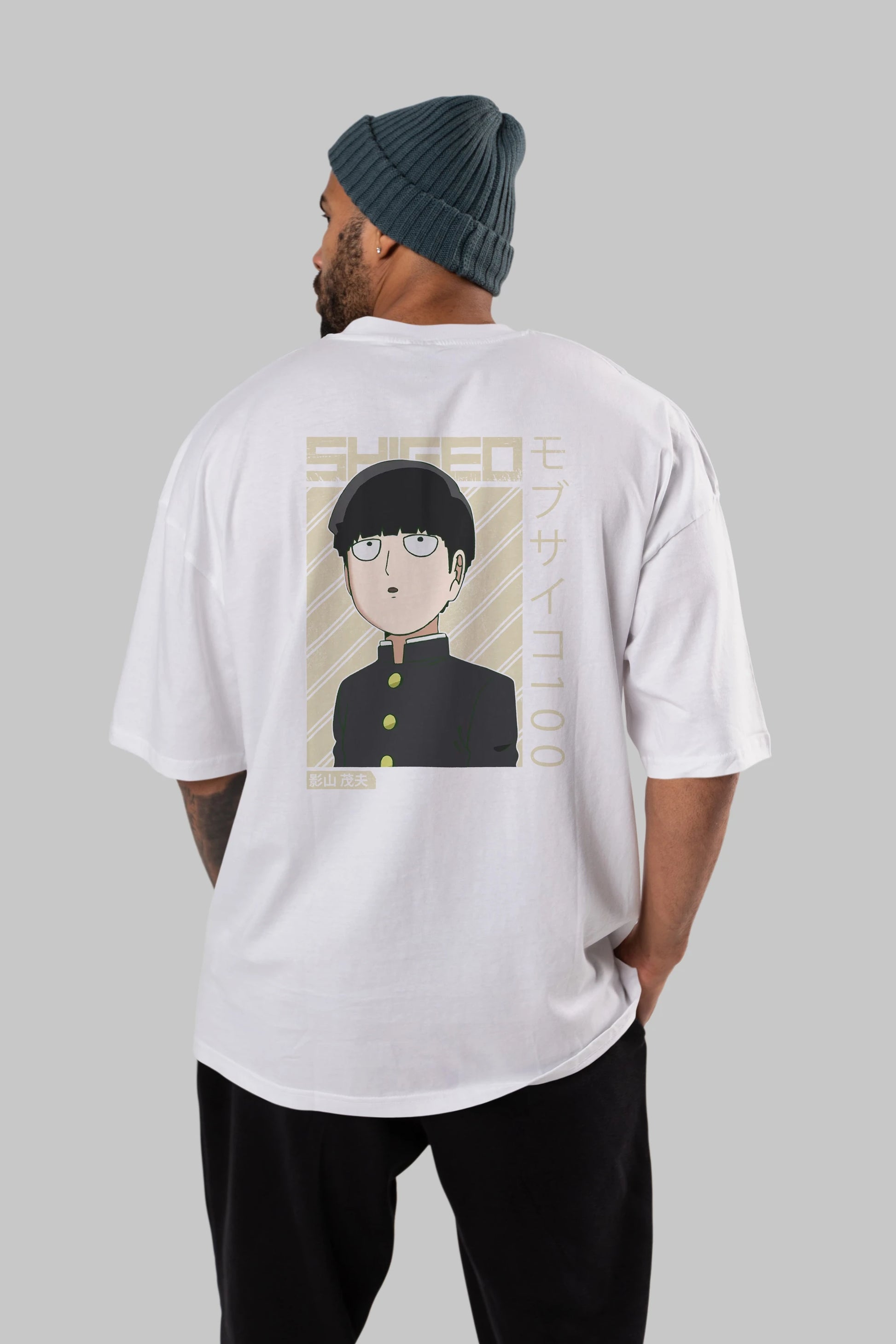 Shigeo Kageyama 2 Anime Arka Baskılı Oversize t-shirt Erkek Kadın Unisex
