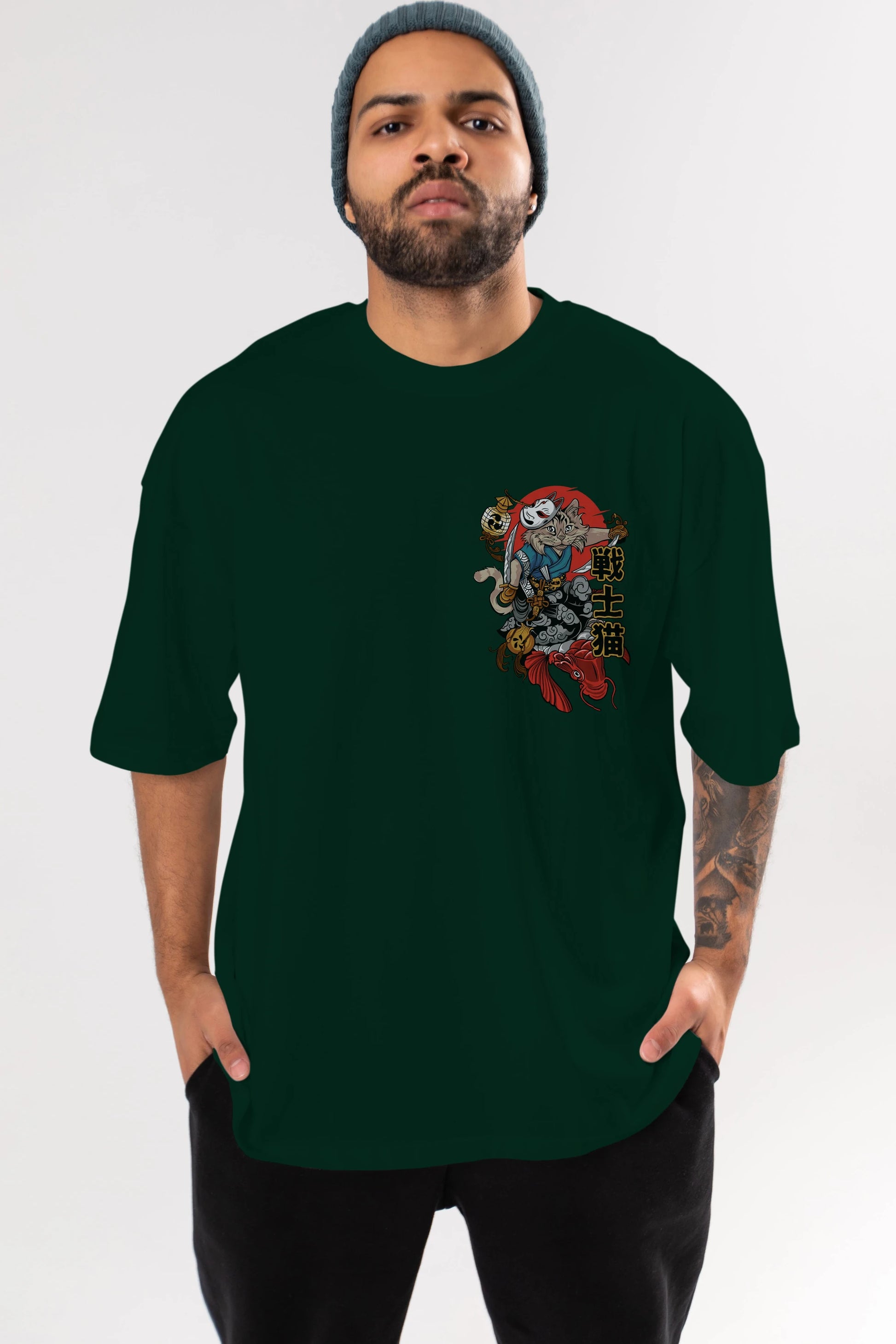 TRIBAL (2) Ön Sol Baskılı Oversize t-shirt Erkek Kadın Unisex %100 Pamuk Bisiklet Yaka tişort