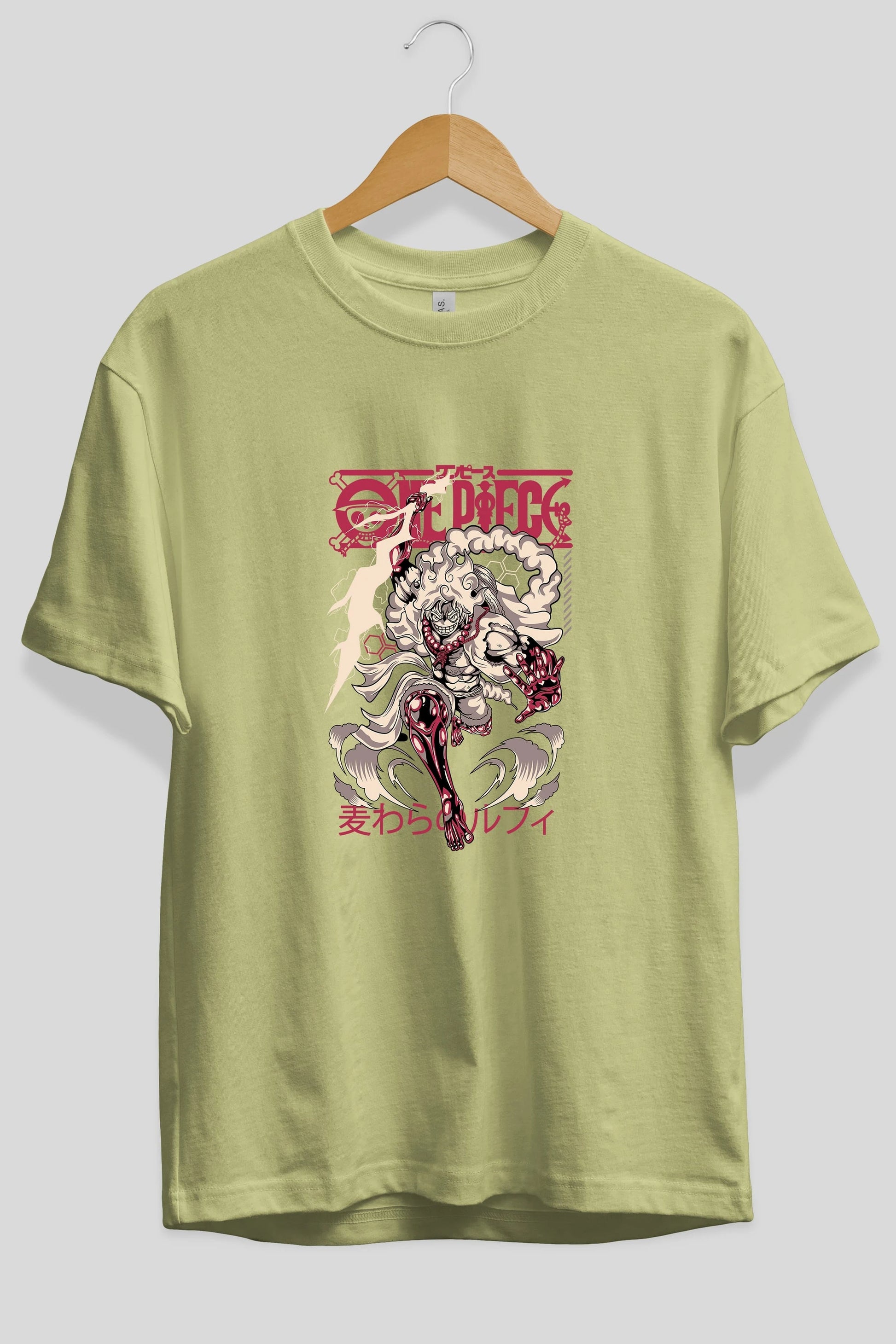 MONKEY D. LUFF-ONE PIECE 1 Anime Ön Baskılı Oversize t-shirt %100 pamuk Erkek Kadın Unisex