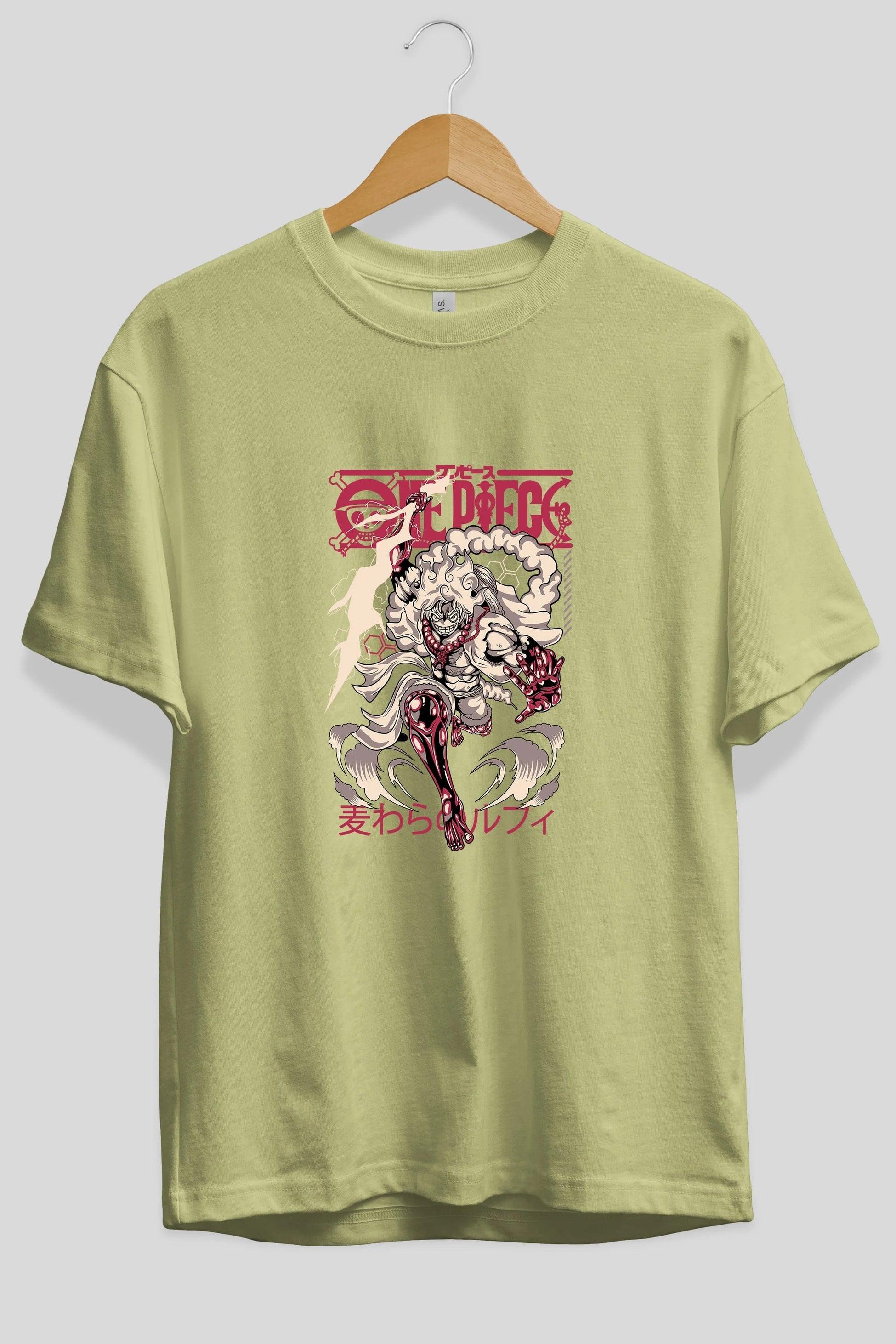 MONKEY D. LUFF-ONE PIECE 1 Anime Ön Baskılı Oversize t-shirt %100 pamuk Erkek Kadın Unisex