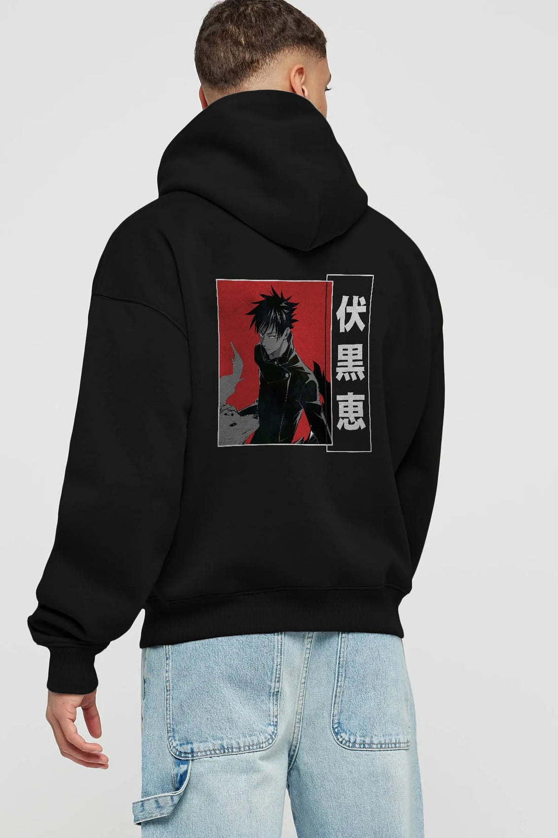 Megumi Fushiguro Anime Arka Baskılı Hoodie Oversize Kapüşonlu Sweatshirt Erkek Kadın Unisex