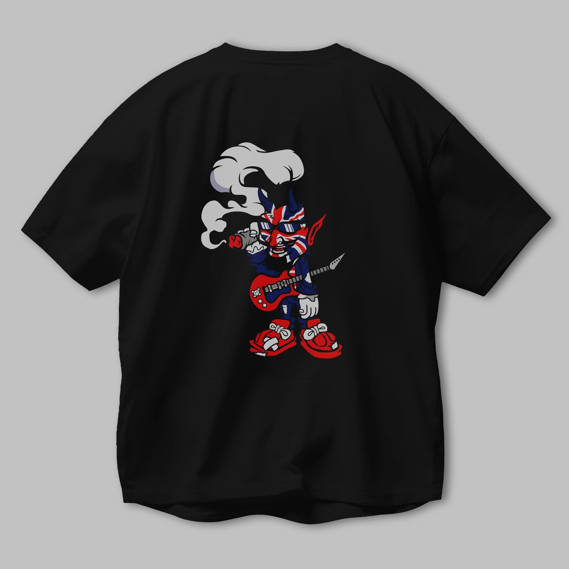 Uk Devil Rockstar Arka Baskılı Oversize t-shirt Erkek Kadın Unisex %100 Pamuk tişort