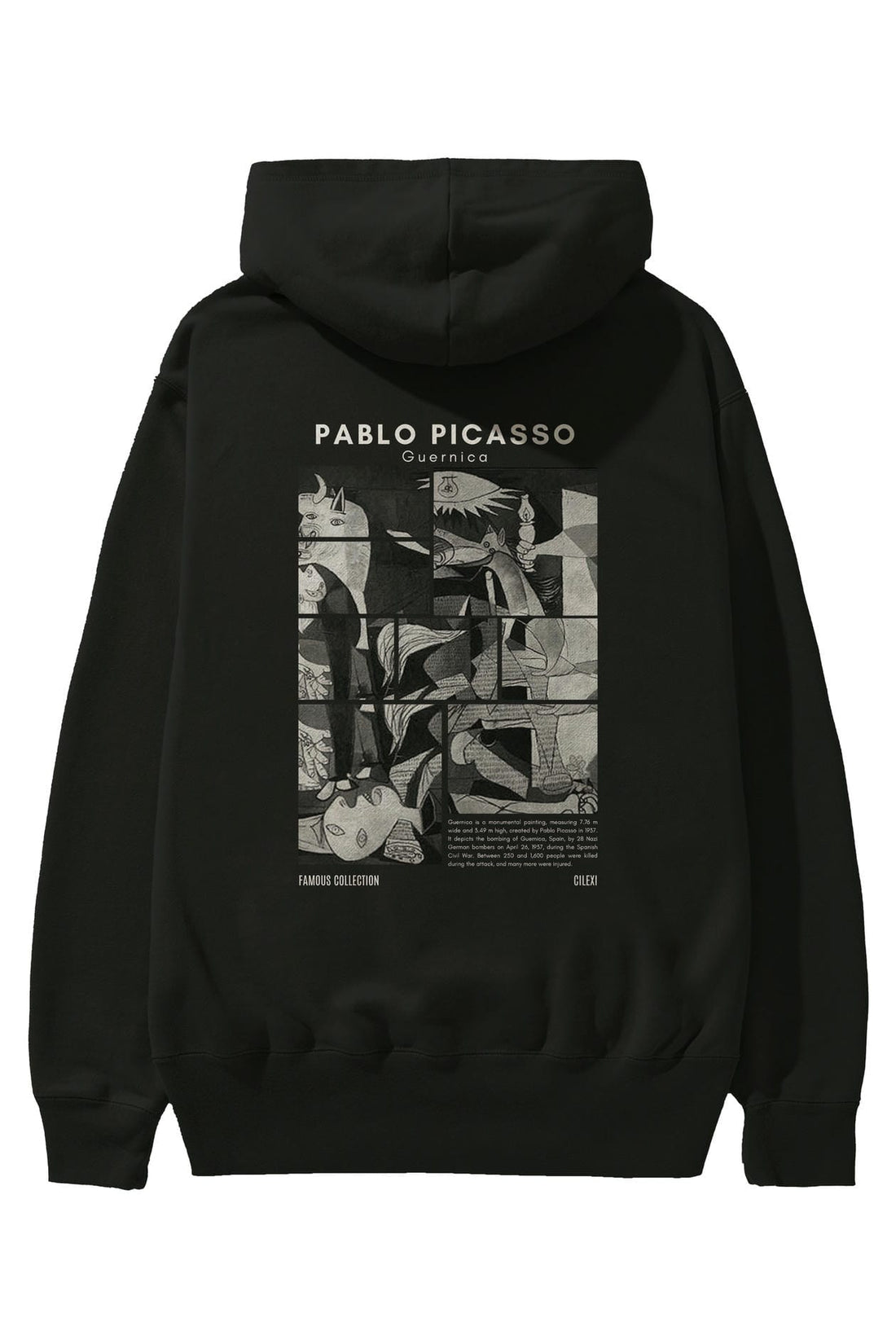 Pablo Picasso Guernica Arka Baskılı Hoodie Oversize Kapüşonlu Sweatshirt Erkek Kadın