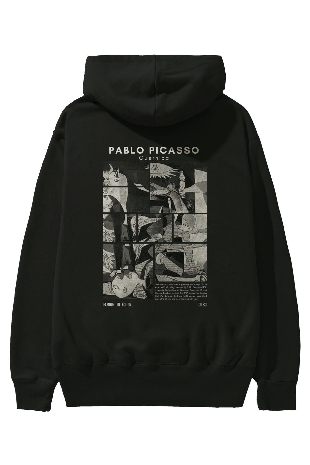Pablo Picasso Guernica Arka Baskılı Hoodie Oversize Kapüşonlu Sweatshirt Erkek Kadın