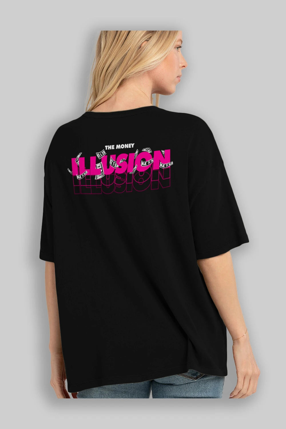 The Money Illusion Arka Baskılı Oversize t-shirt Erkek Kadın Unisex