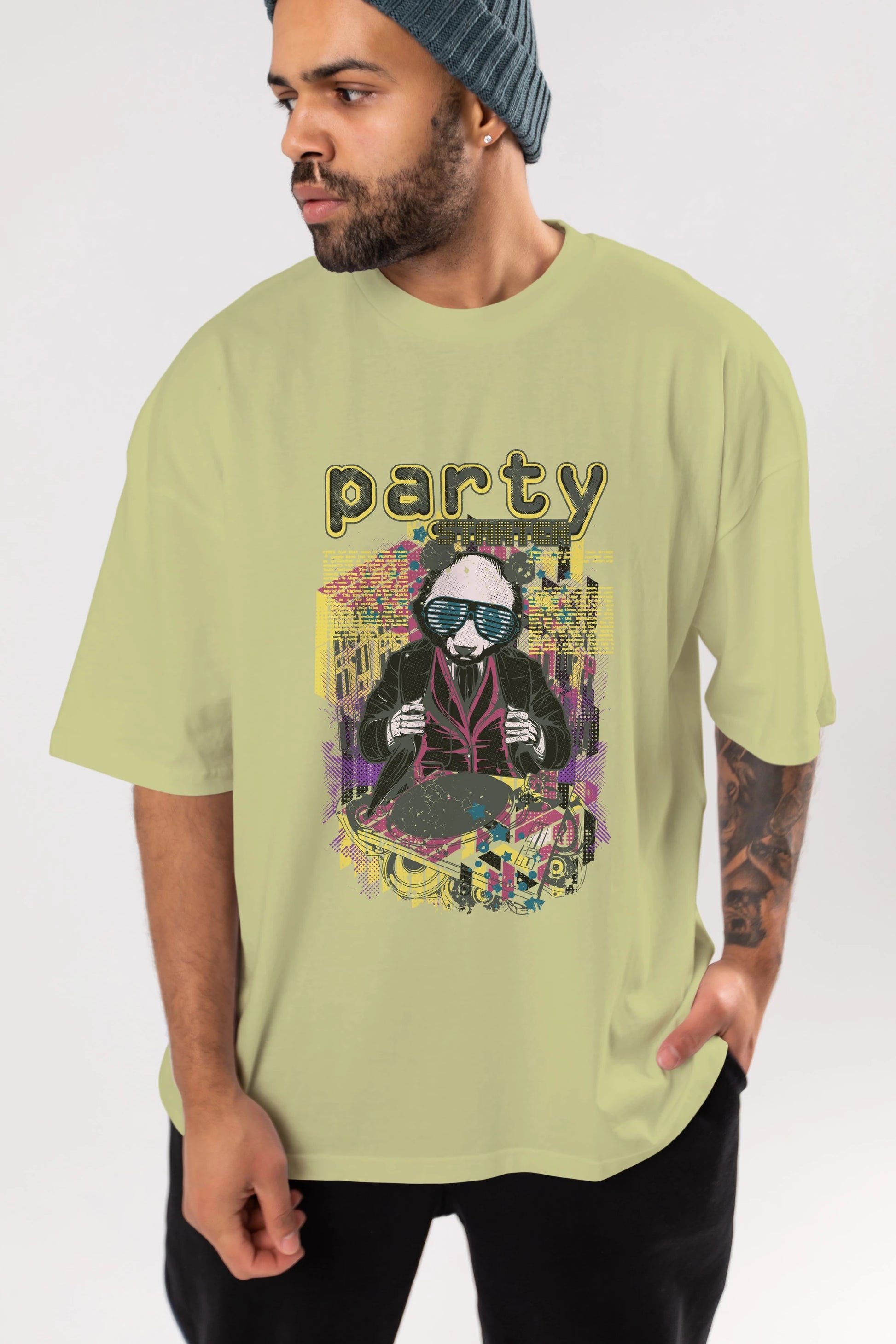 Party Starter Ön Baskılı Oversize t-shirt Erkek Kadın Unisex