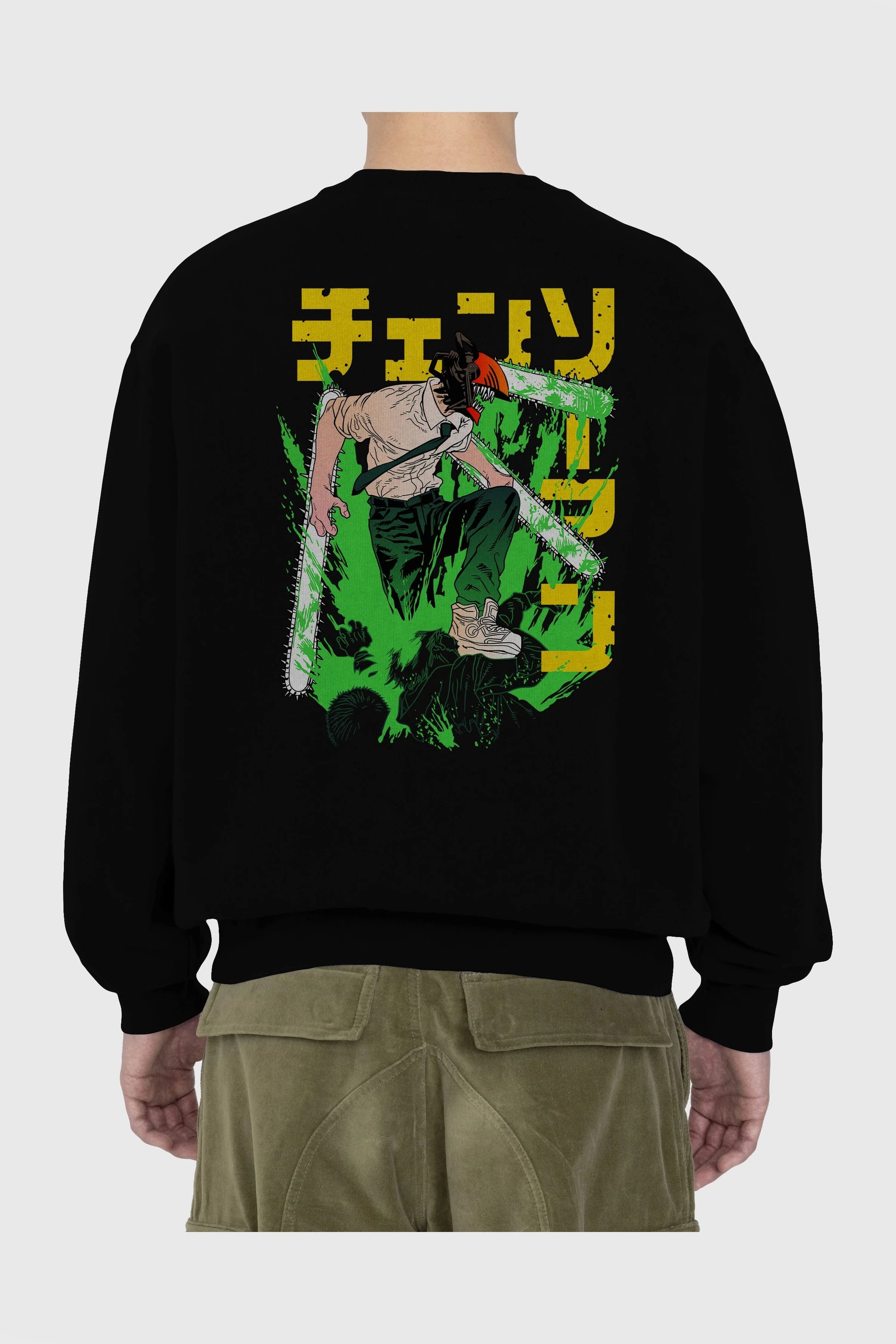 CHAINSAWMAN DENJI Anime Arka Baskılı Oversize Sweatshirt Erkek Kadın Unisex