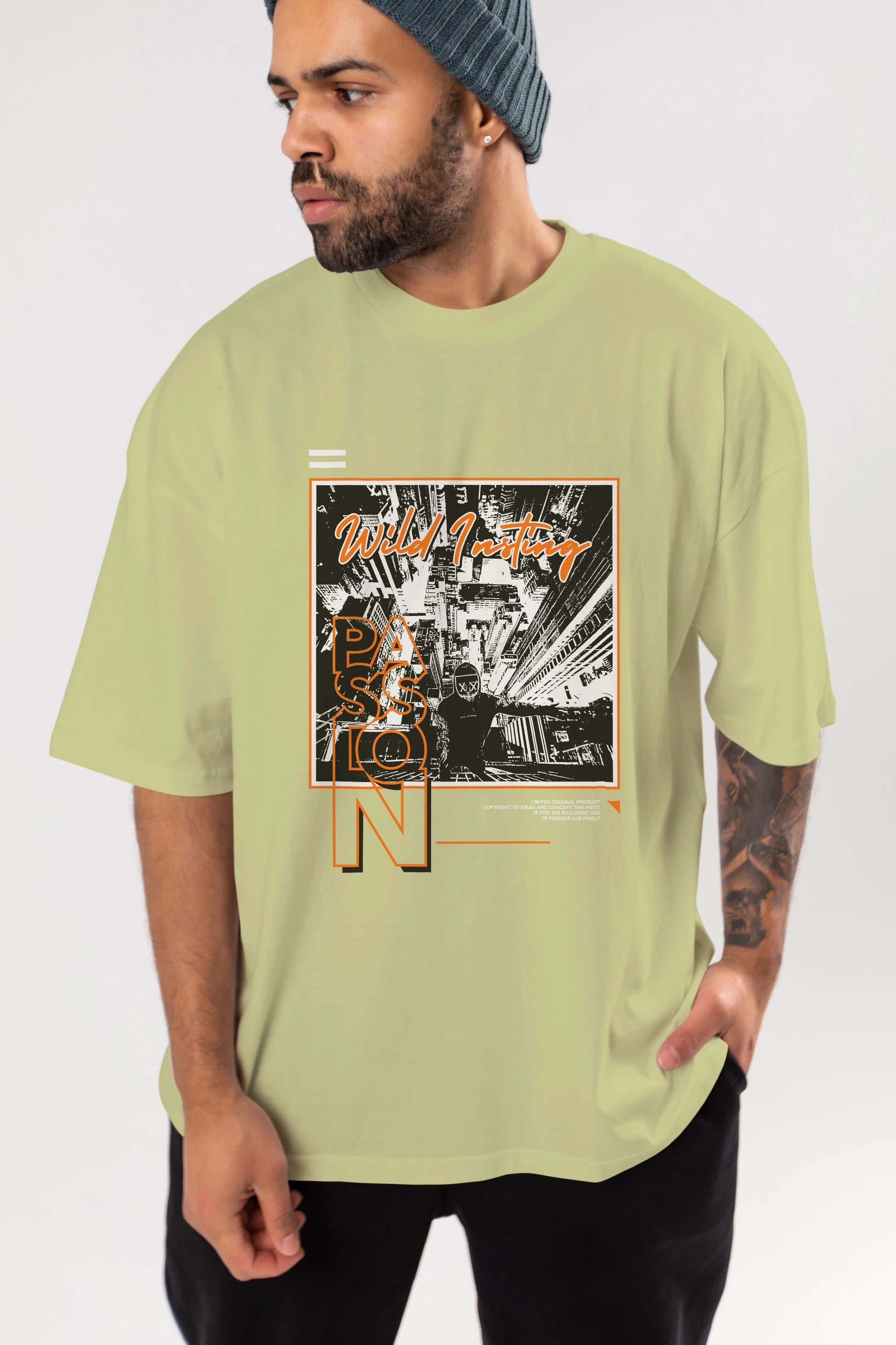 Wild Passion Ön Baskılı Oversize t-shirt Erkek Kadın Unisex