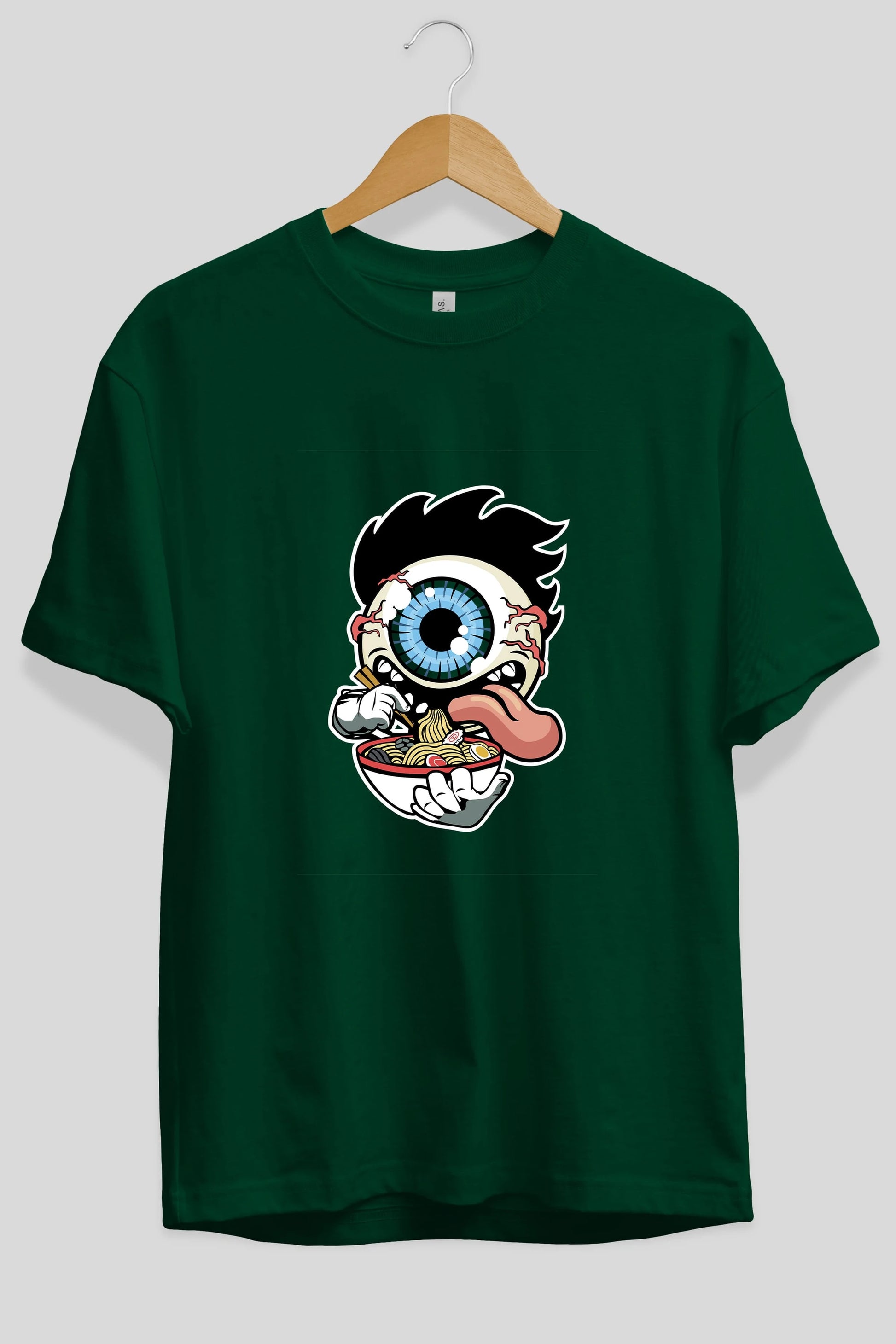 Eyeball Ramen Ön Baskılı Oversize t-shirt Erkek Kadın Unisex %100 Pamuk tişort