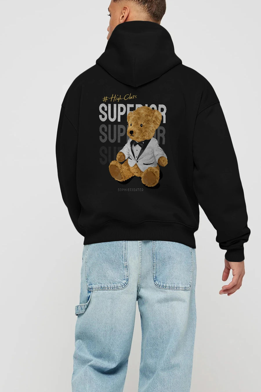 Teddy Bear Superior Arka Baskılı Hoodie Oversize Kapüşonlu Sweatshirt Erkek Kadın Unisex