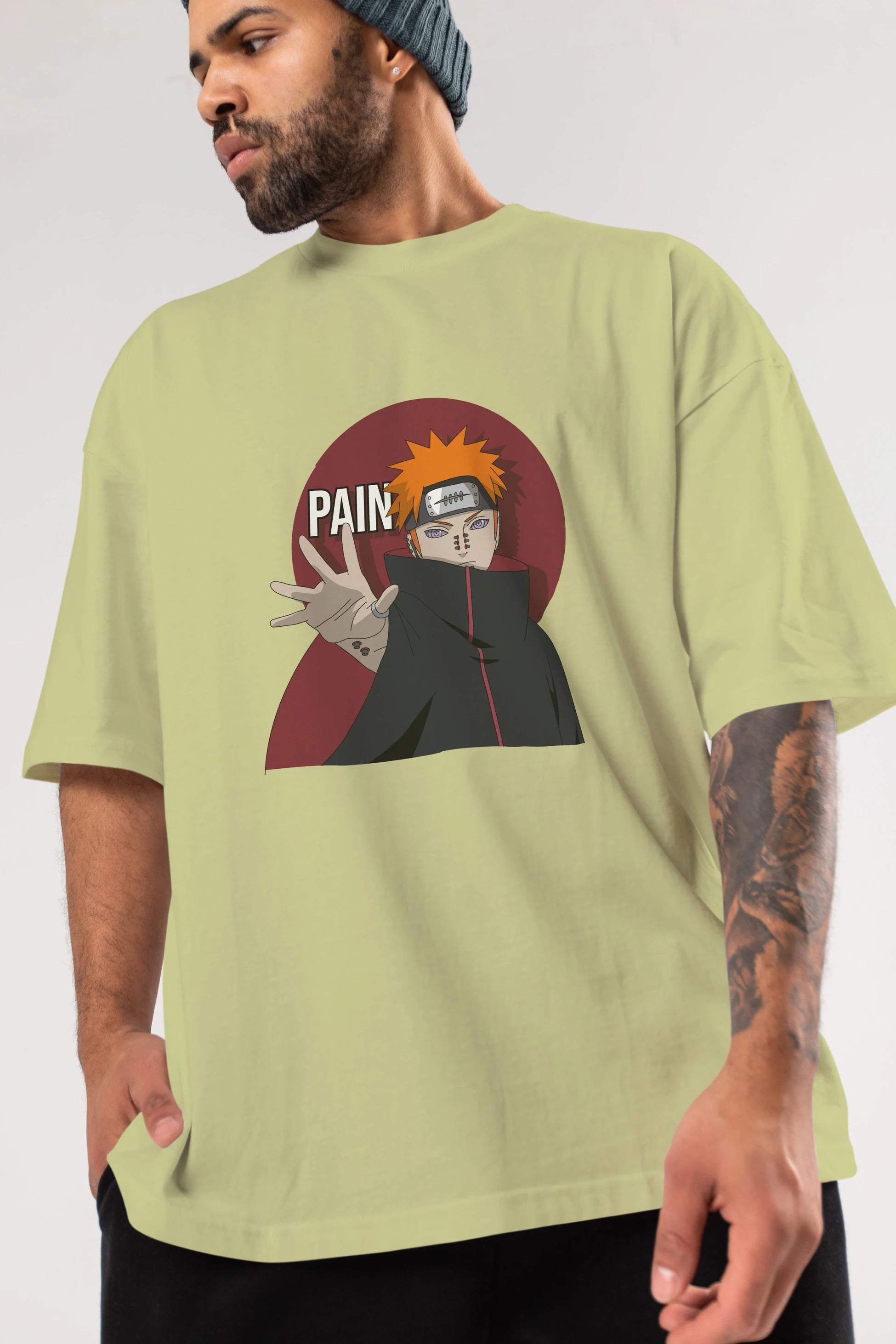 PAIN NARUTO Anime Ön Baskılı Oversize t-shirt %100 pamuk Erkek Kadın Unisex