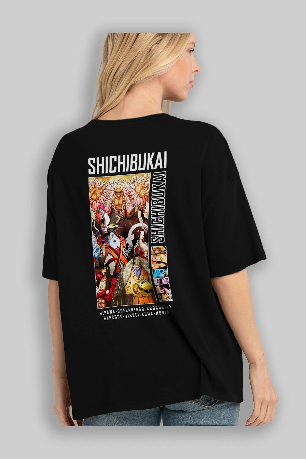 Shichibukai Anime Arka Baskılı Oversize t-shirt Erkek Kadın Unisex %100 pamuk tişort
