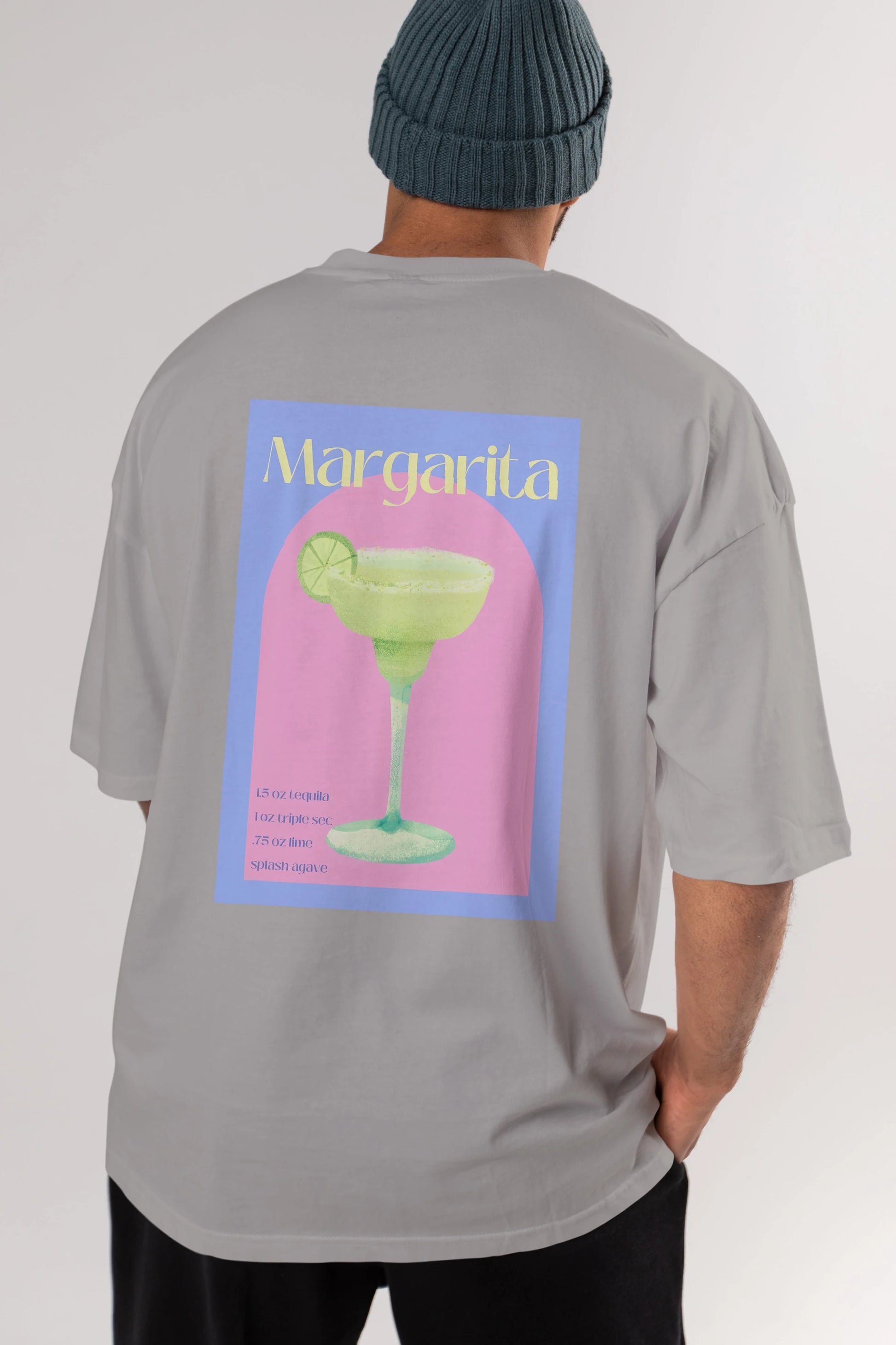 Margarita 6 Arka Baskılı Oversize t-shirt Erkek Kadın Unisex %100 Pamuk Bisiklet Yaka tişort