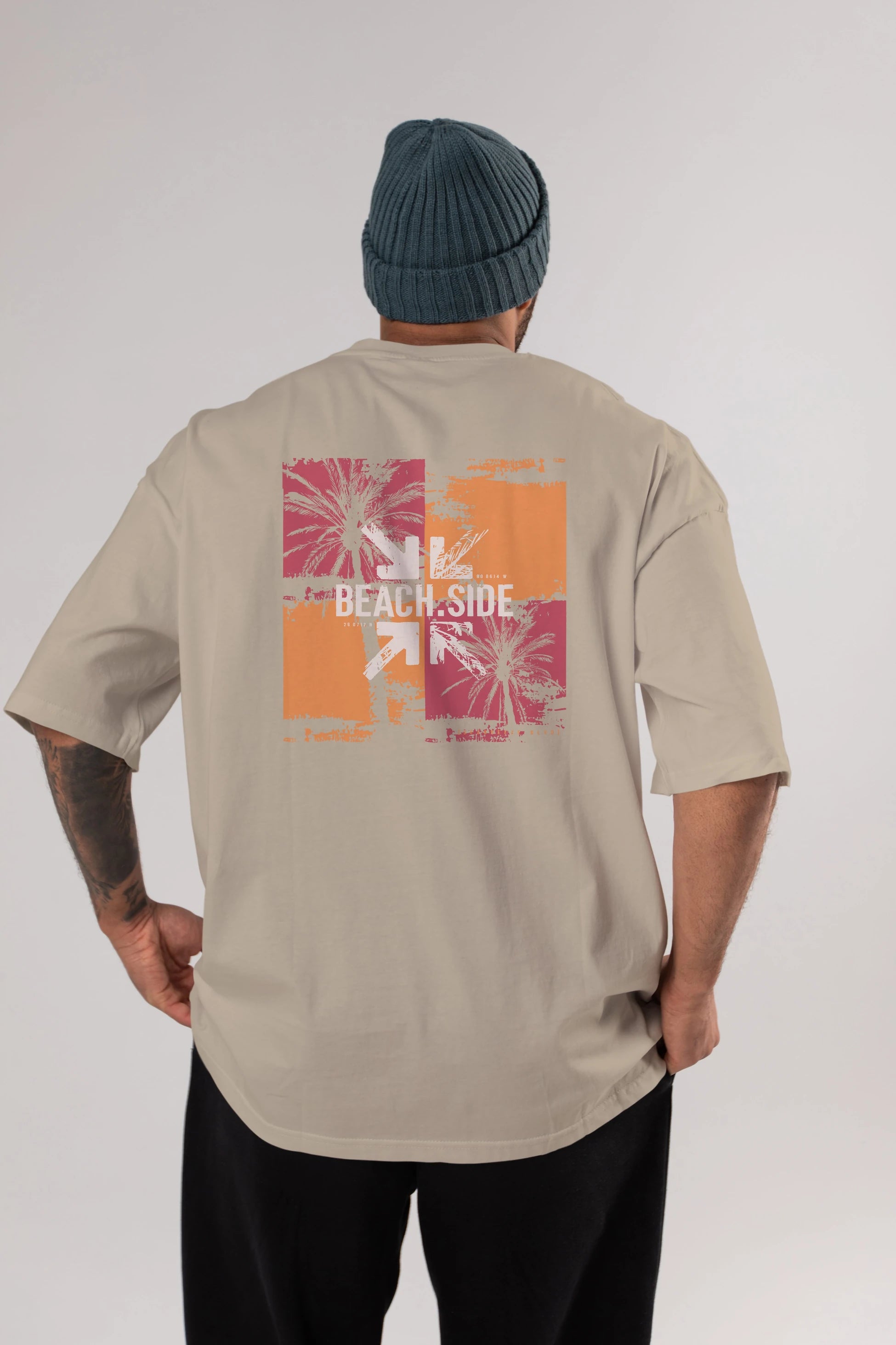 Beach Side Arka Baskılı Oversize t-shirt Erkek Kadın Unisex