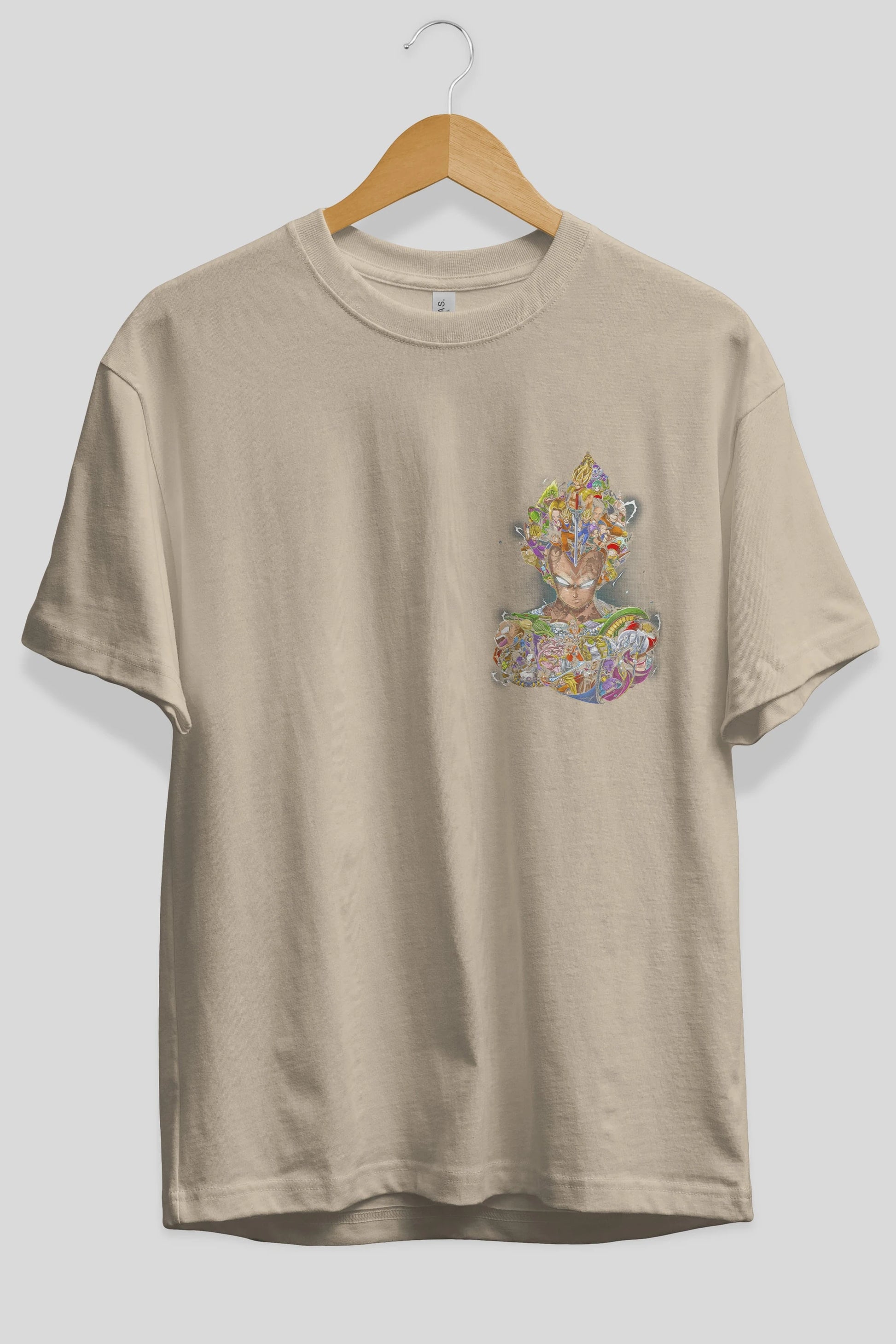 DRAGON BALL ART (3) Ön Sol Baskılı Oversize t-shirt Erkek Kadın Unisex %100 Pamuk Bisiklet Yaka tişort