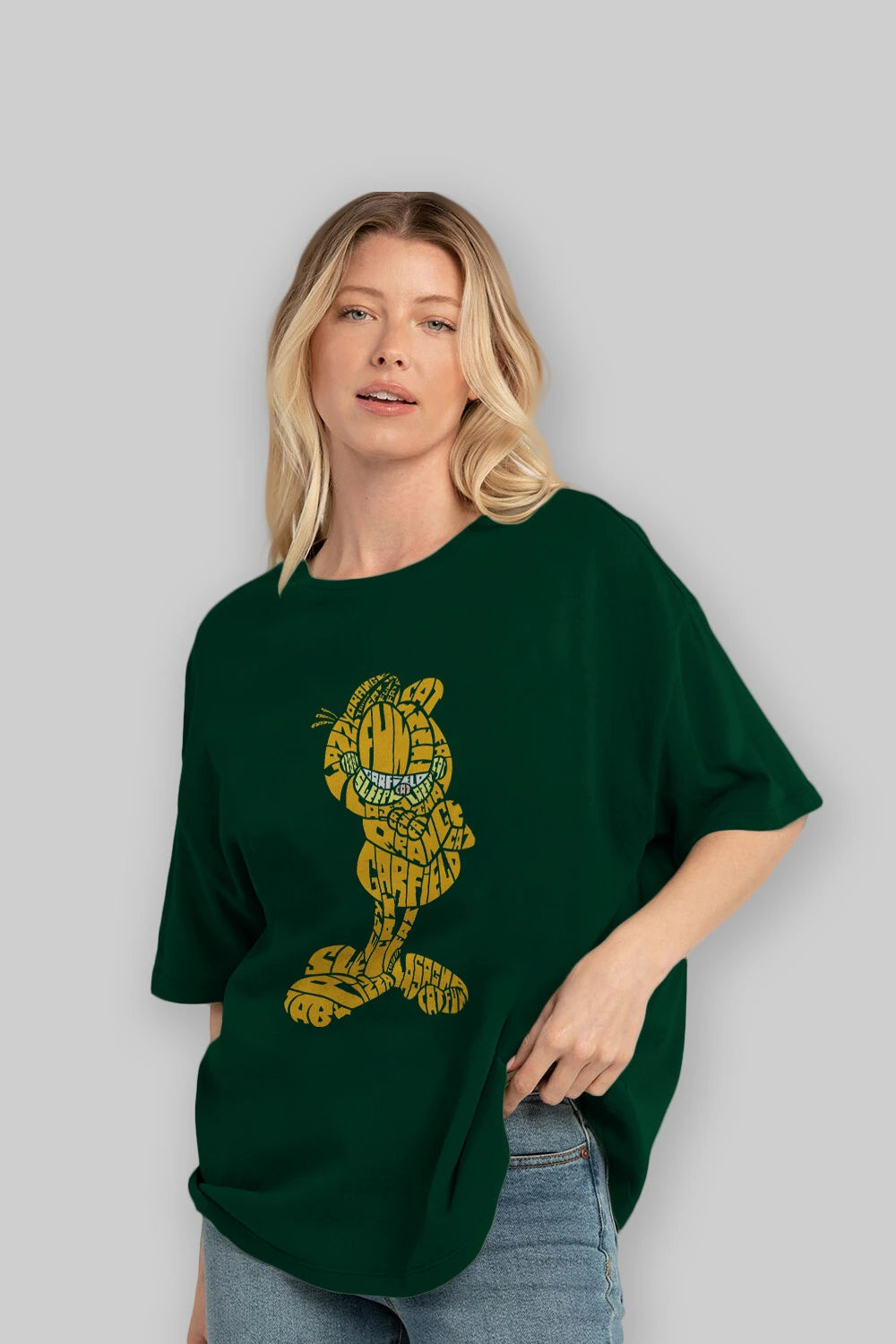 Garfield Ön Baskılı Oversize t-shirt %100 pamuk Erkek Kadın Unisex