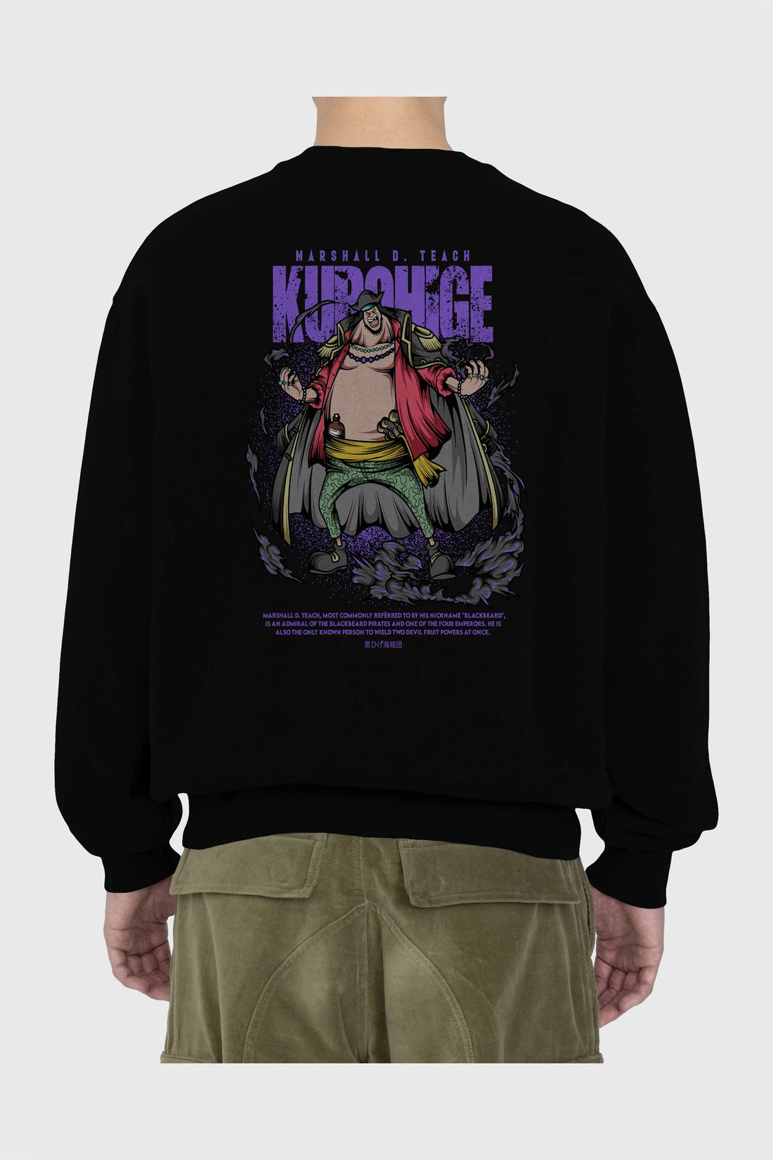 Marshall D. Teach Anime Arka Baskılı Oversize Sweatshirt Erkek Kadın Unisex