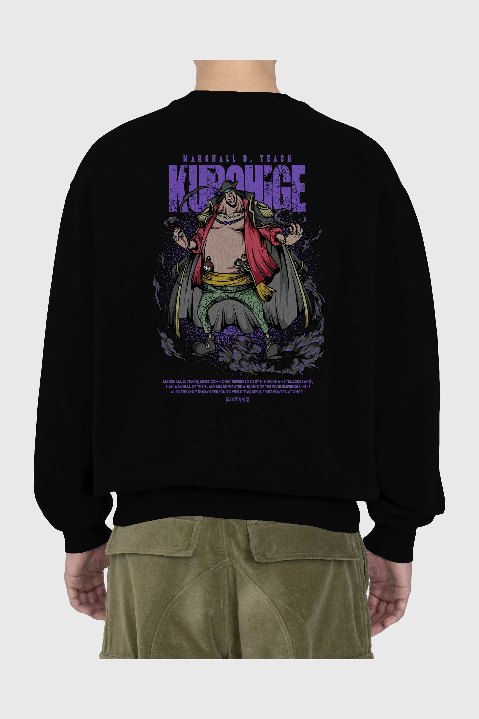 Marshall D. Teach Anime Arka Baskılı Oversize Sweatshirt Erkek Kadın Unisex