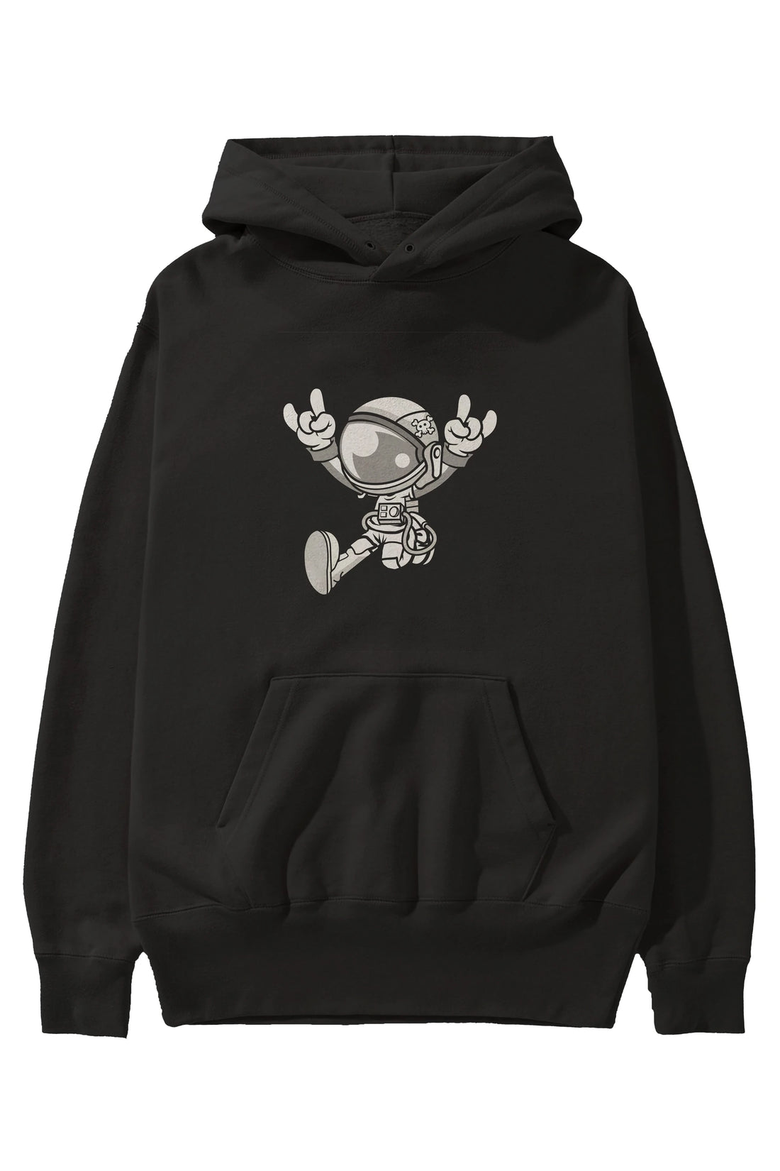 Astronaut Metal Ön Baskılı Hoodie Oversize Kapüşonlu Sweatshirt Erkek Kadın Unisex