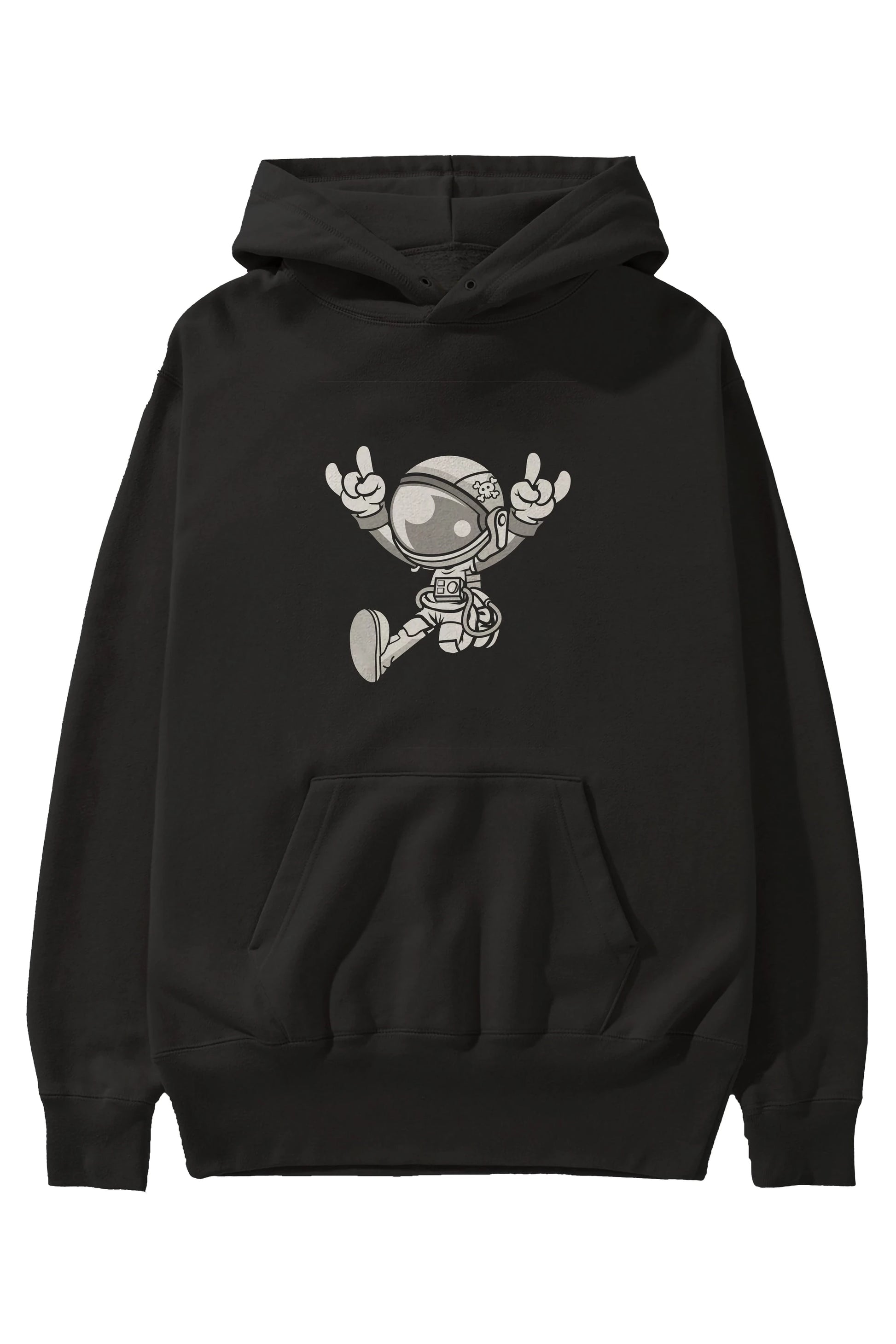 Astronaut Metal Ön Baskılı Hoodie Oversize Kapüşonlu Sweatshirt Erkek Kadın Unisex