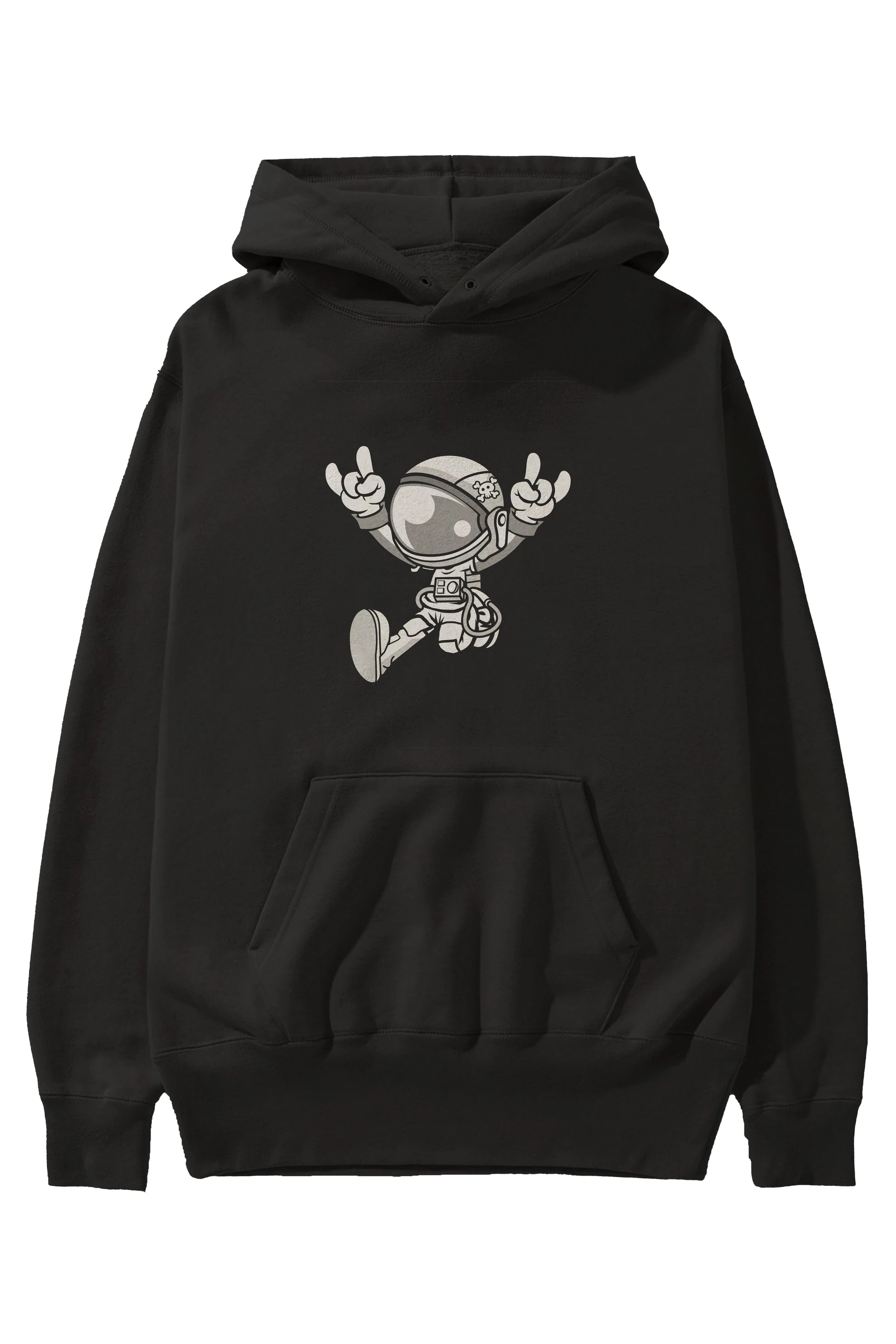 Astronaut Metal Ön Baskılı Hoodie Oversize Kapüşonlu Sweatshirt Erkek Kadın Unisex