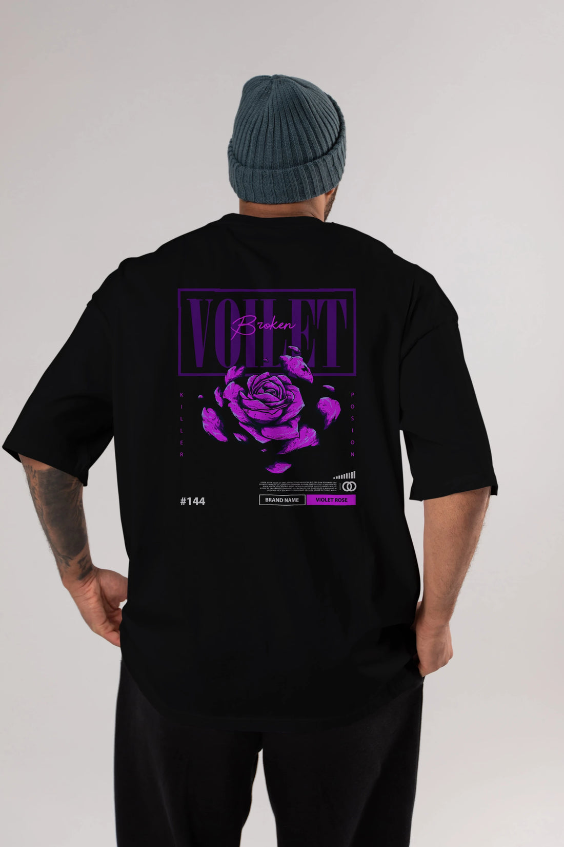 Voilet Broken Arka Baskılı Oversize t-shirt Erkek Kadın Unisex