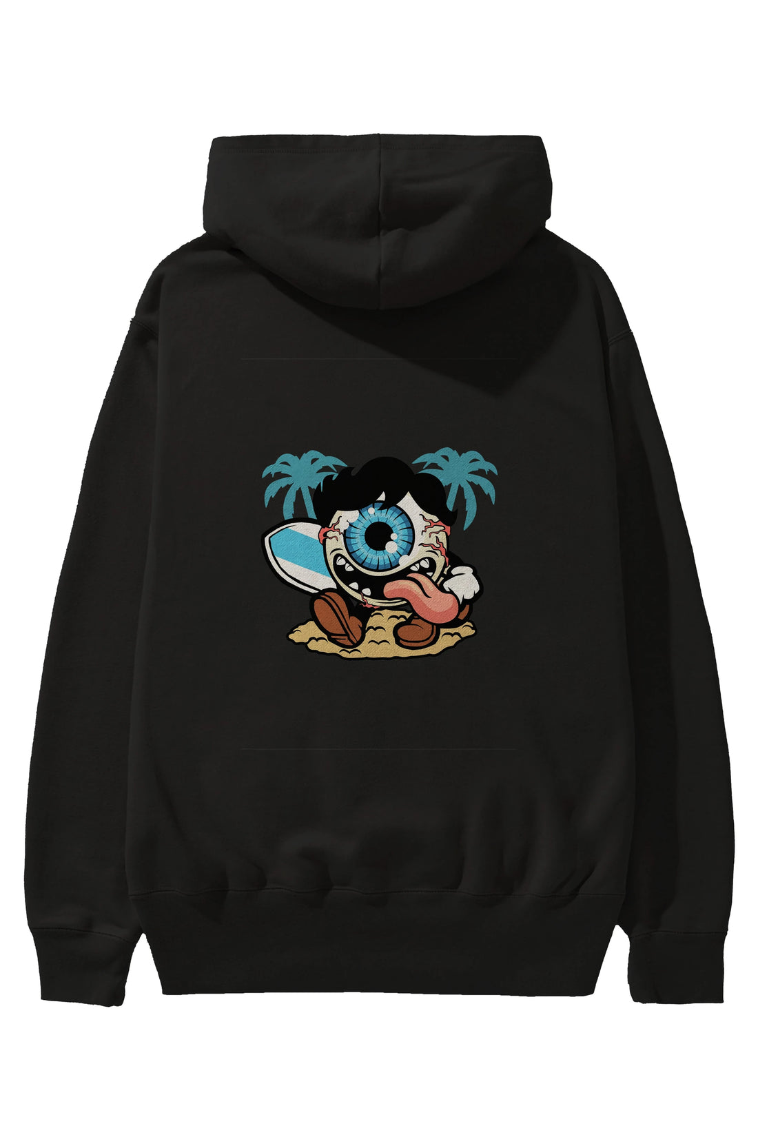 Eye Ball Surfer Arka Baskılı Hoodie Oversize Kapüşonlu Sweatshirt Erkek Kadın Unisex