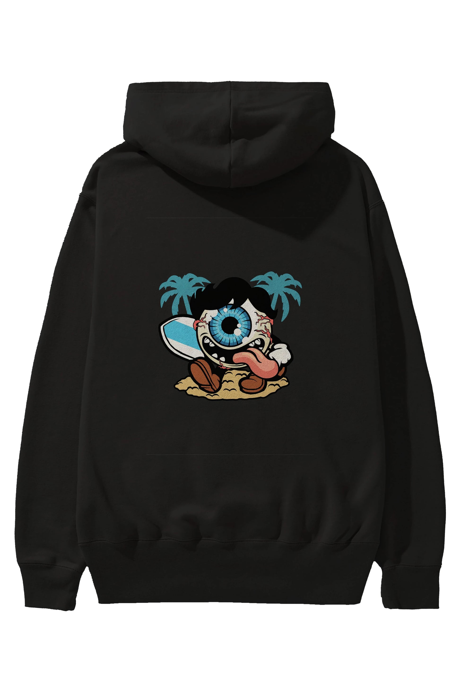 Eye Ball Surfer Arka Baskılı Hoodie Oversize Kapüşonlu Sweatshirt Erkek Kadın Unisex
