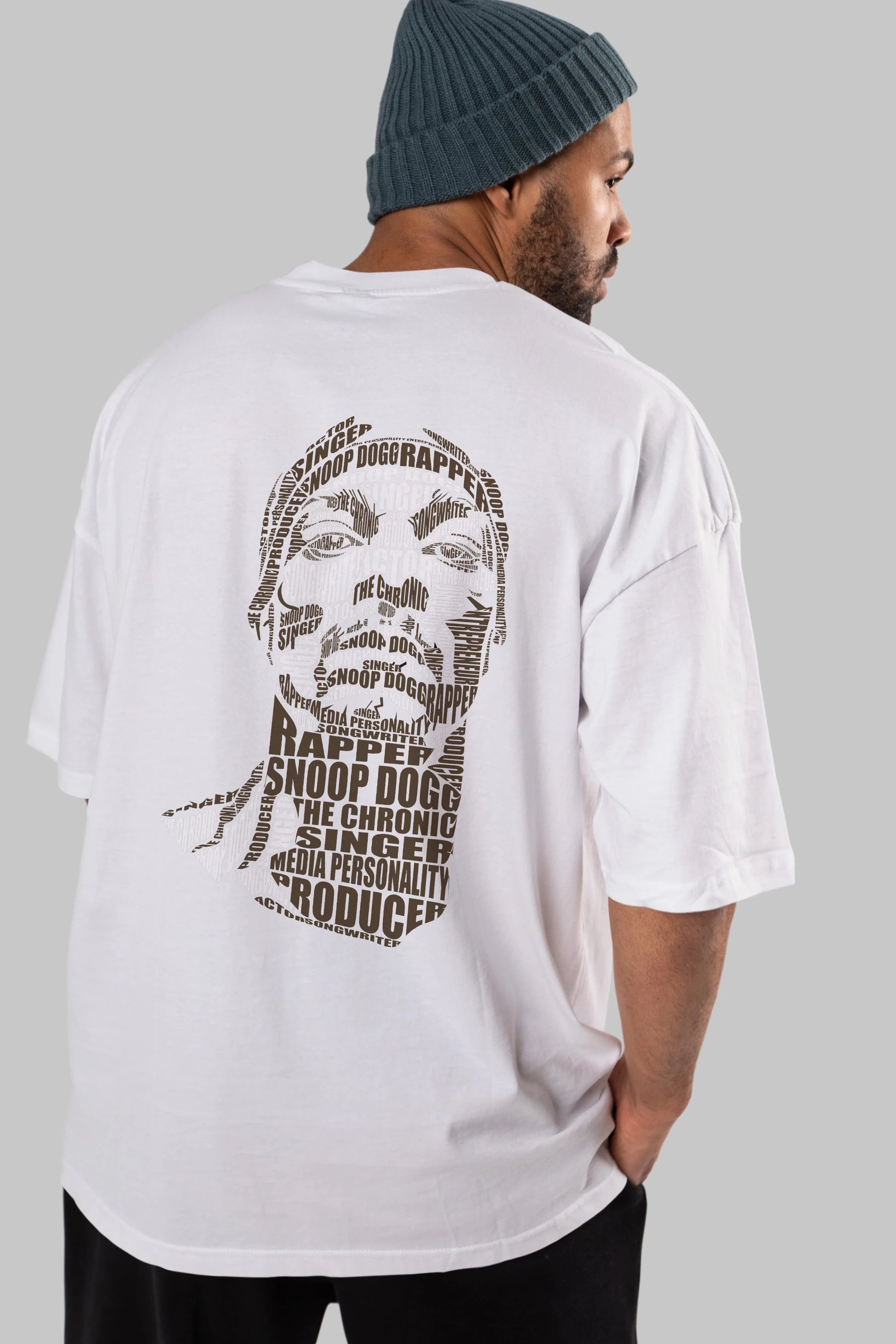 Snoop Dogg Calligram Arka Baskılı Oversize t-shirt %100 pamuk Erkek Kadın Unisex