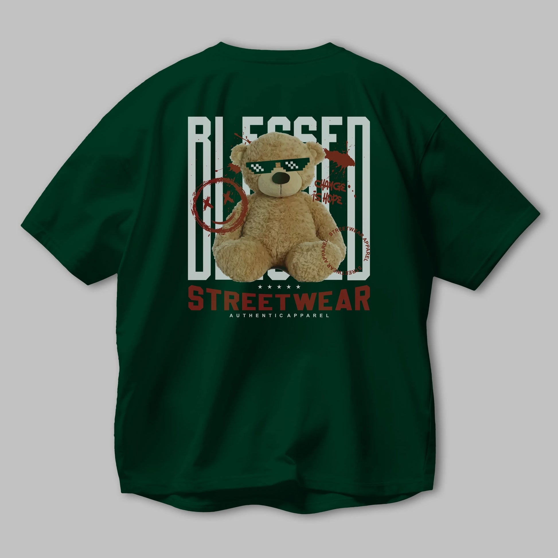 Blessed Bear Arka Baskılı Oversize t-shirt Erkek Kadın Unisex
