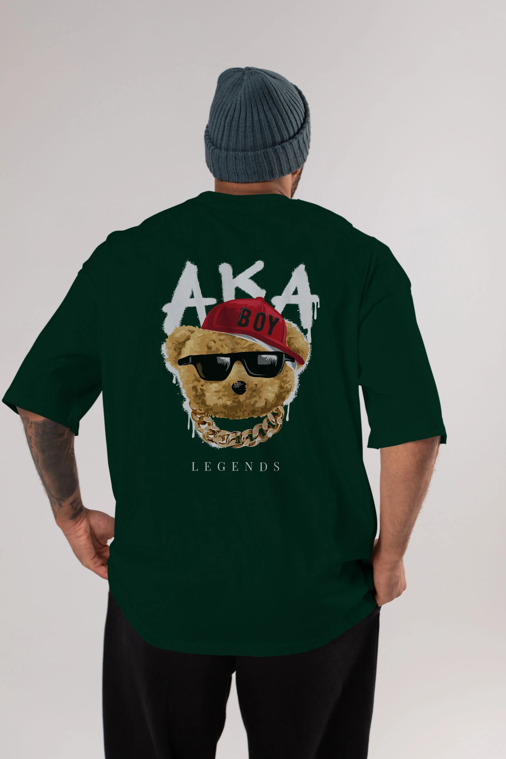 Teddy Bear Legends Arka Baskılı Oversize t-shirt Erkek Kadın Unisex %100 Pamuk