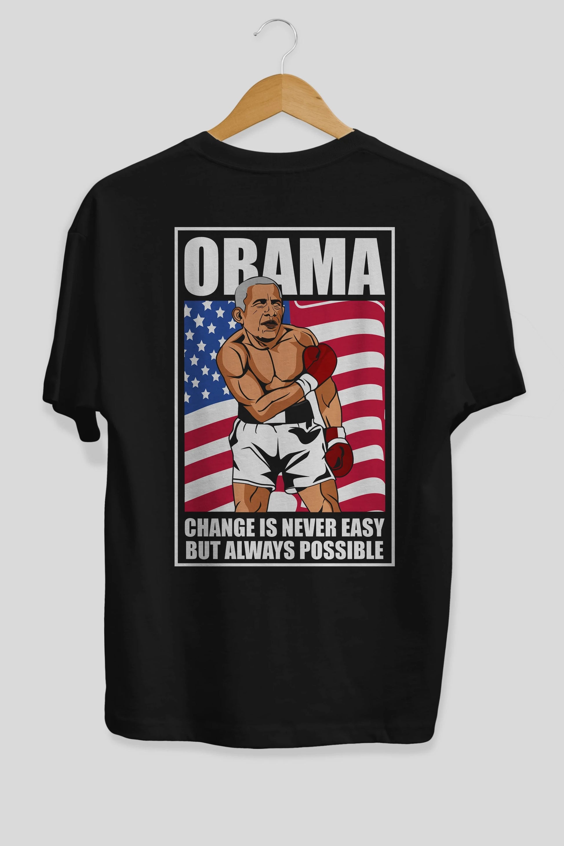 Obama Arka Baskılı Oversize t-shirt Erkek Kadın Unisex %100 Pamuk tişort