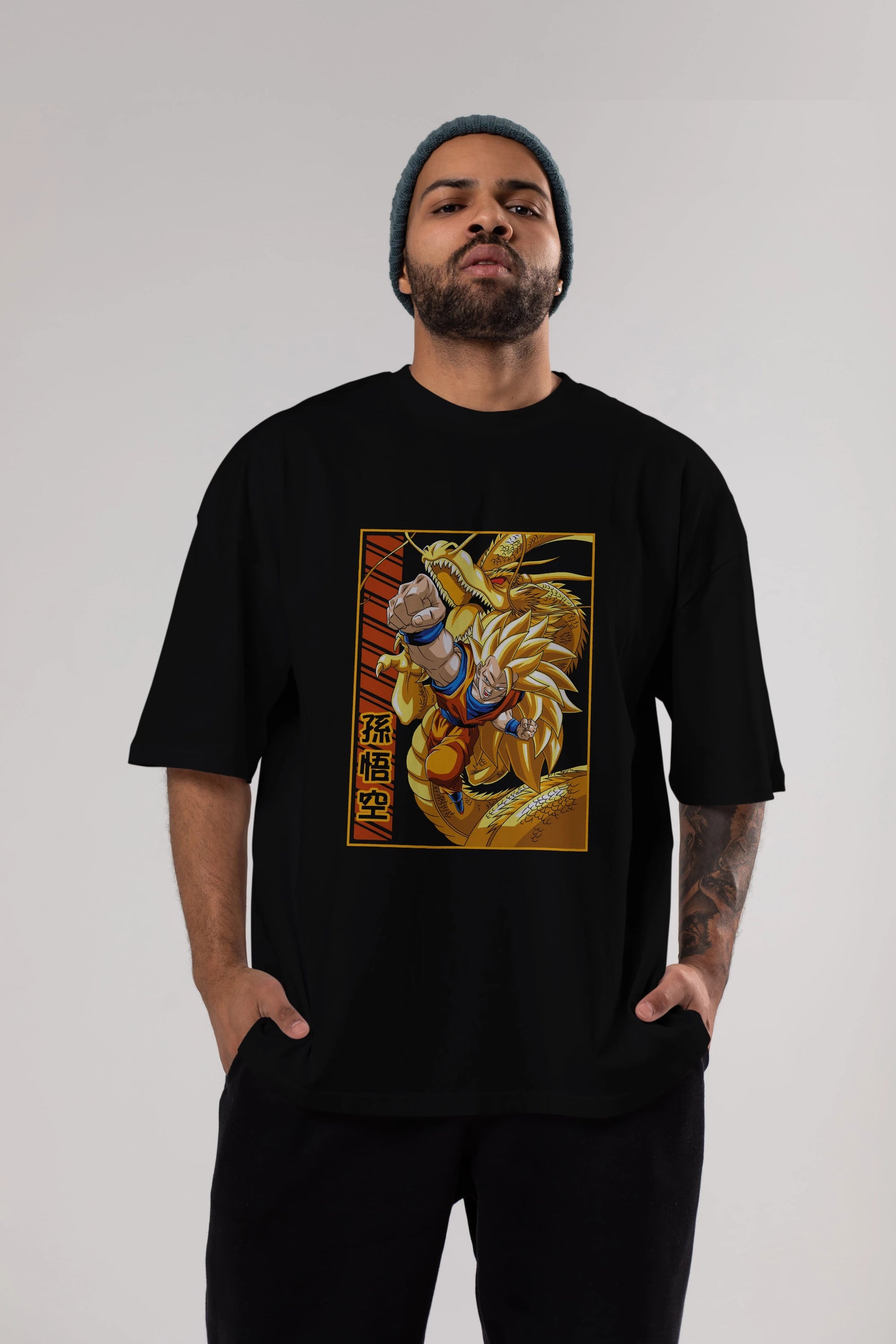 DragonBall Goku Anime Ön Baskılı Oversize t-shirt %100 pamuk Erkek Kadın Unisex