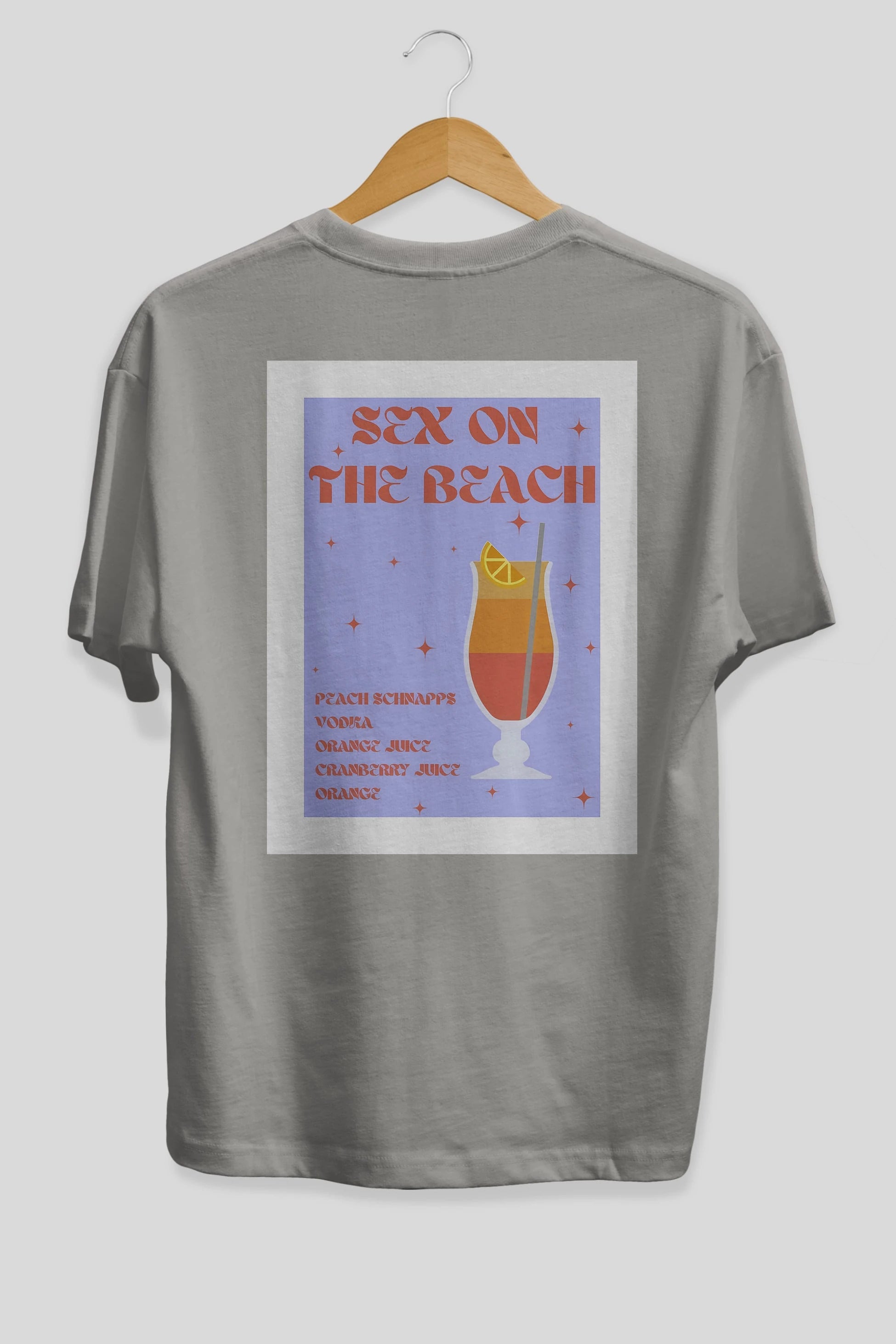 Sex On The Beach Arka Baskılı Oversize t-shirt Erkek Kadın Unisex %100 Pamuk Bisiklet Yaka tişort