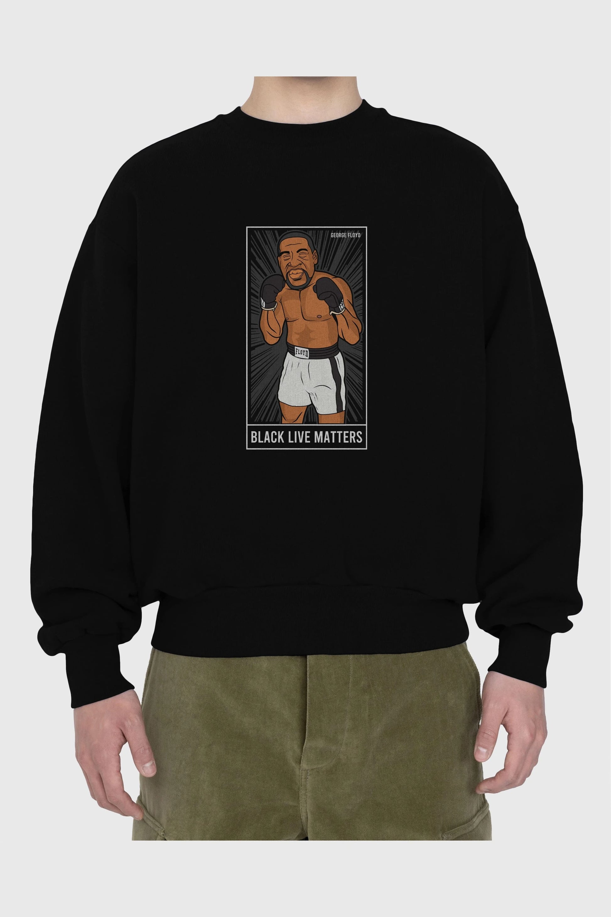 George Floyd Boxer Ön Baskılı Oversize Sweatshirt Erkek Kadın Unisex