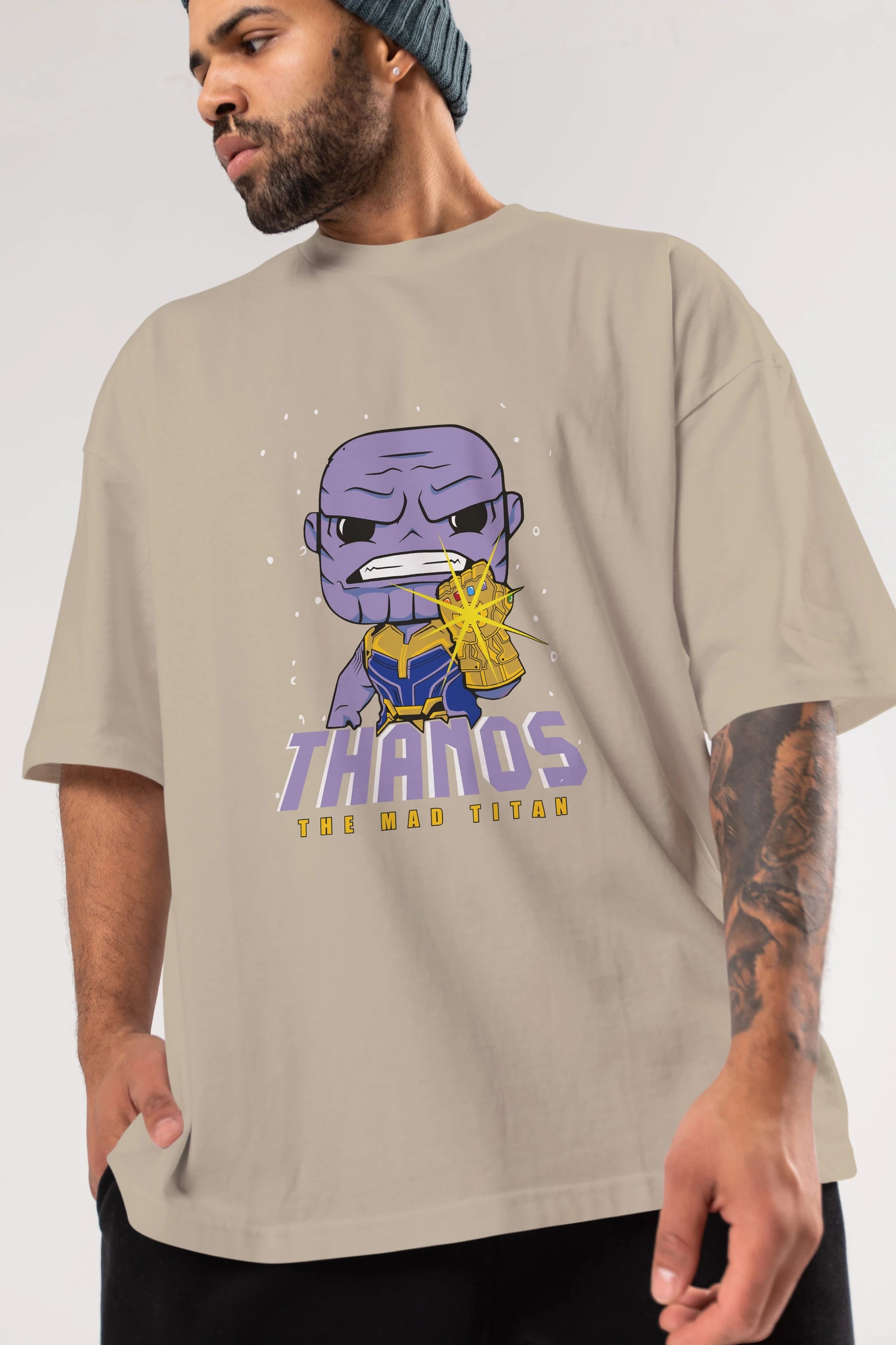 Thanos (1) Ön Baskılı Oversize t-shirt Erkek Kadın Unisex %100 Pamuk Bisiklet Yaka tişort
